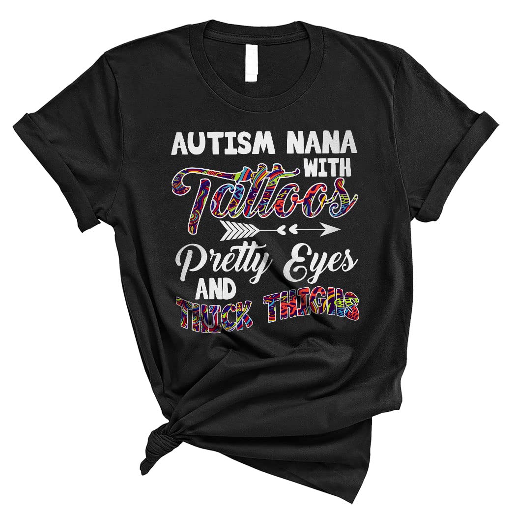Autism Awareness Tattoo Lover Unisex T-Shirt - Pretty Eyes & Thick Things Design - Matching Family Outfits for Support & Advocacy