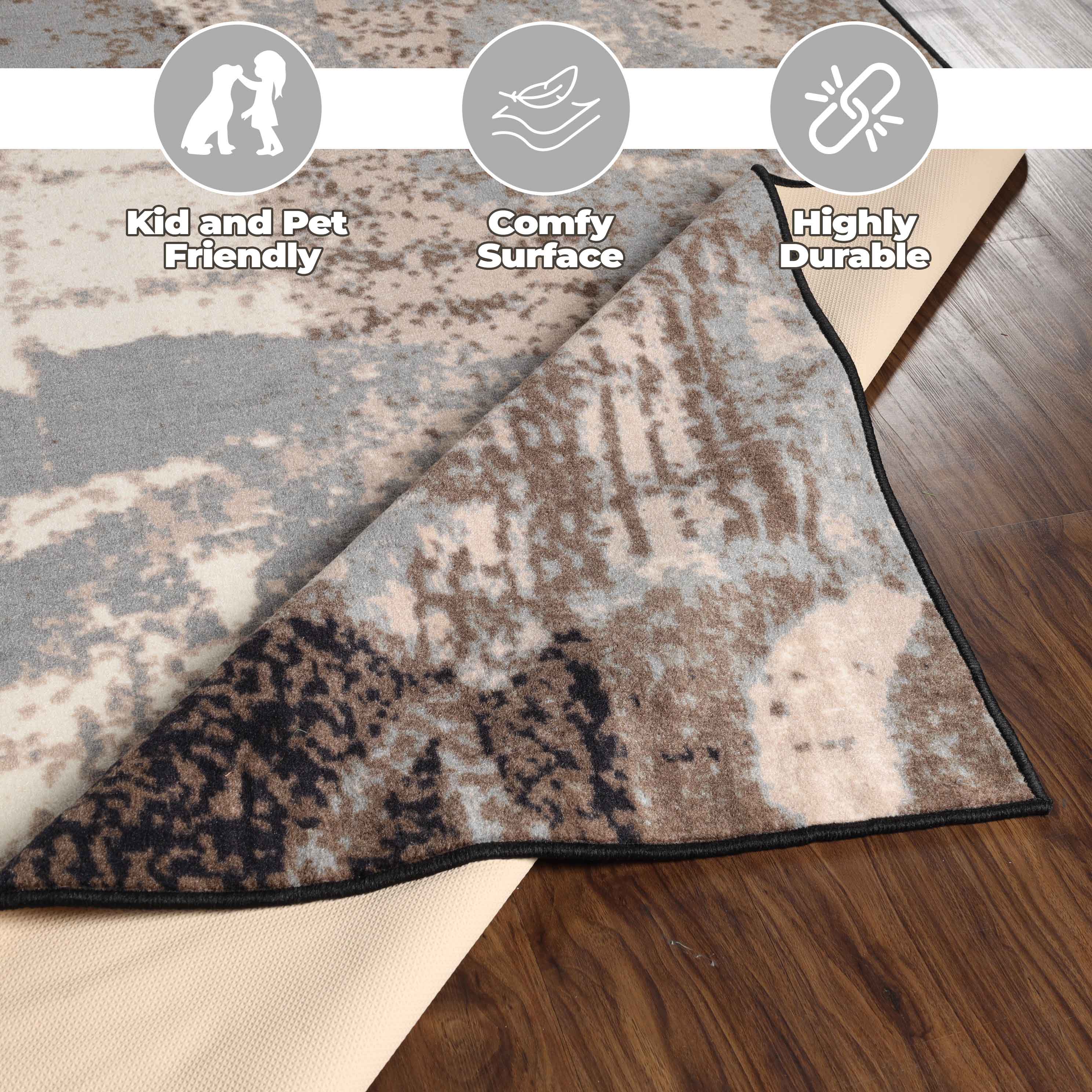 Stylish Pastiche Contemporary Floral Patchwork Area Rug - Non-Slip Indoor Runner for Living Room, Bedroom & Hallway Decor