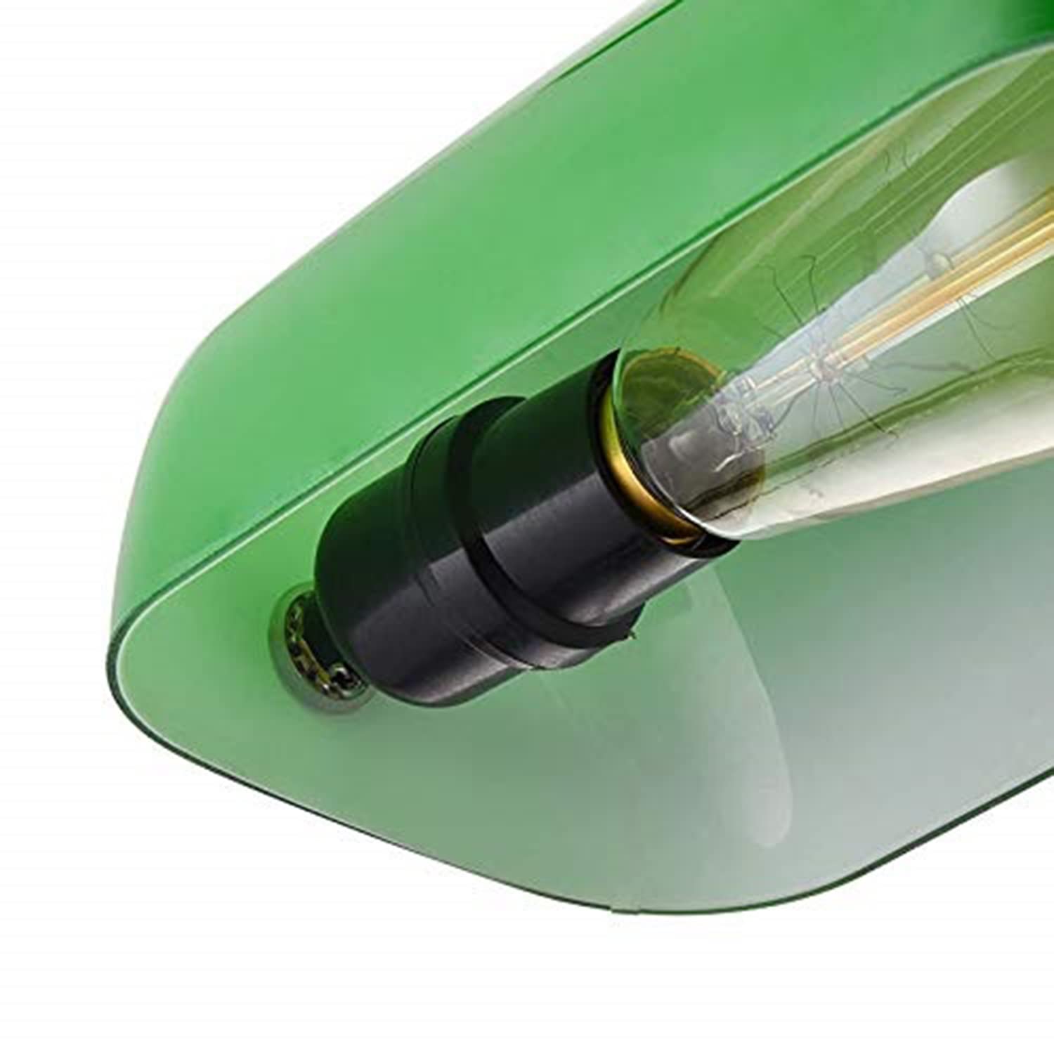Kiven Plug-in Green Glass Bankers Wall Sconce Lamp with 6FT Cord & Motion Sensor - Automatic On/Off Lighting Fixture for Hallway, Bedroom, or Porch (1 Pack)