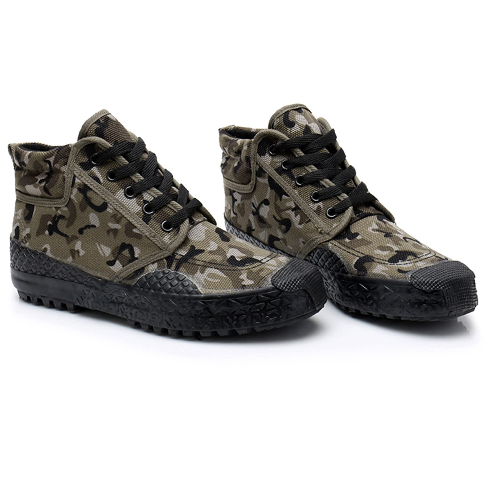 Breathable Canvas High Top Walking Shoes for Men - Comfortable Rubber Sole Sneakers for Autumn & Labor Work - Ideal for Hiking, Casual Wear & Outdoor Activities