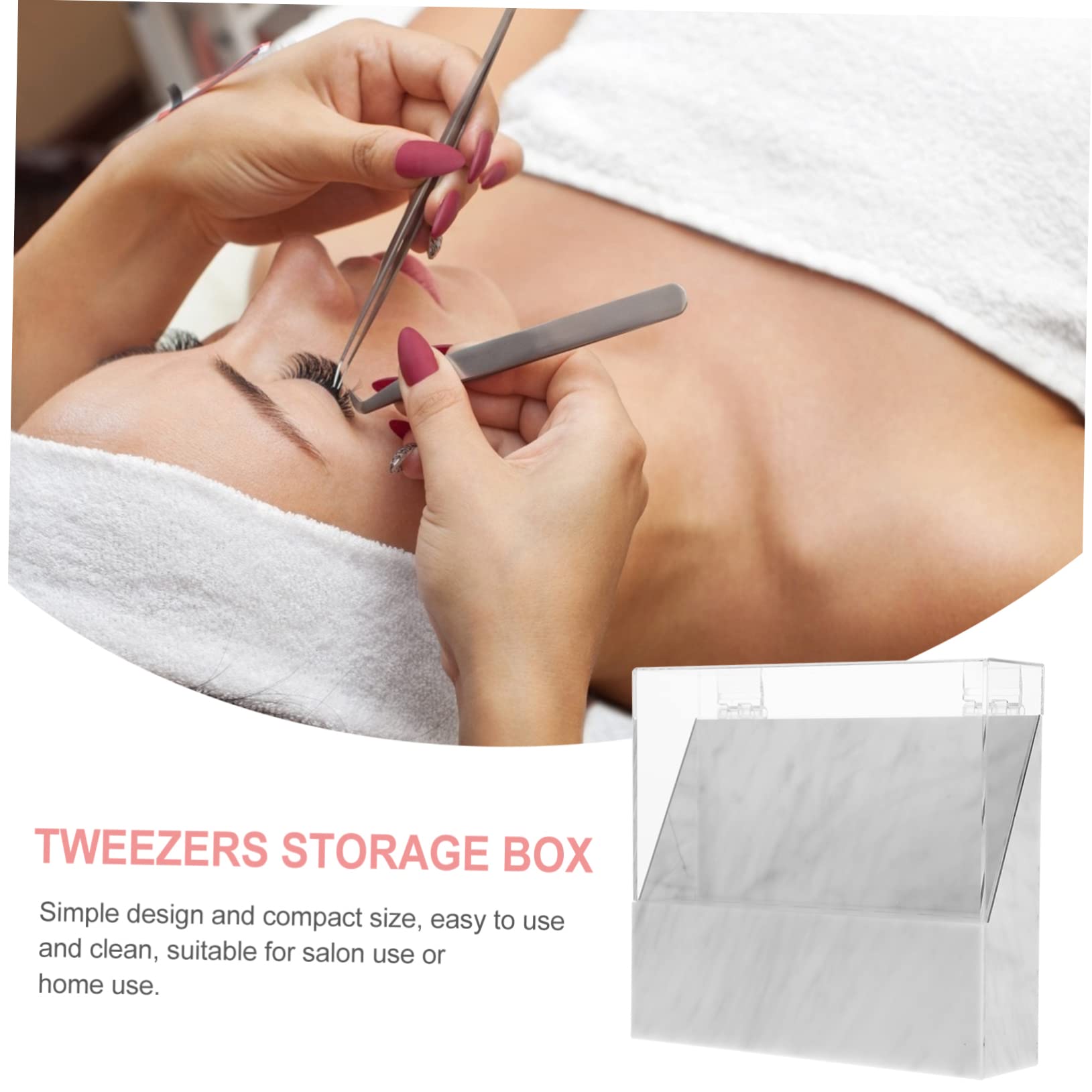Professional White Eyelash Tweezer Holder with Lid - Double Color Bowls Makeup Storage Box for Lash Extensions Supplies | Perfect for Salon, Spa & Home Makeup Organization