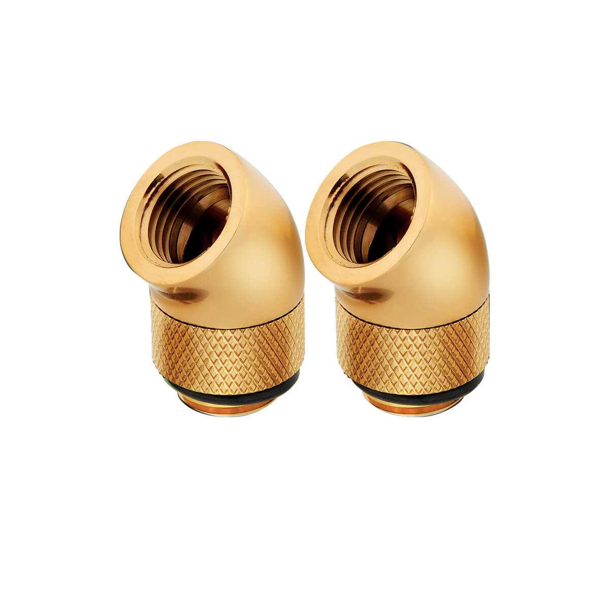 Corsair Hydro X Series XF 45° Angled Rotary Adapter Twin Pack - Gold - Perfect for Custom PC Water Cooling Builds and Hardline Tubing Installations