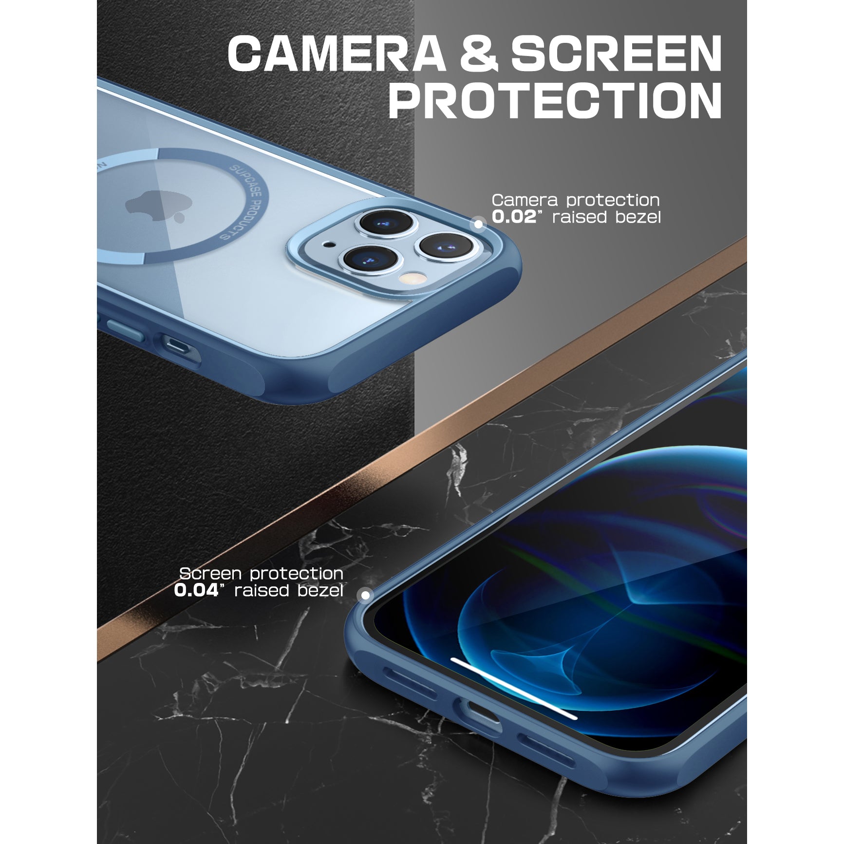 iPhone 13 Pro Case 6.1 Inch - Unicorn Beetle MAG Slim Clear Protective Cover with MagSafe Compatible (Blue) | Perfect for Everyday Use, Wireless Charging & Drop Protection