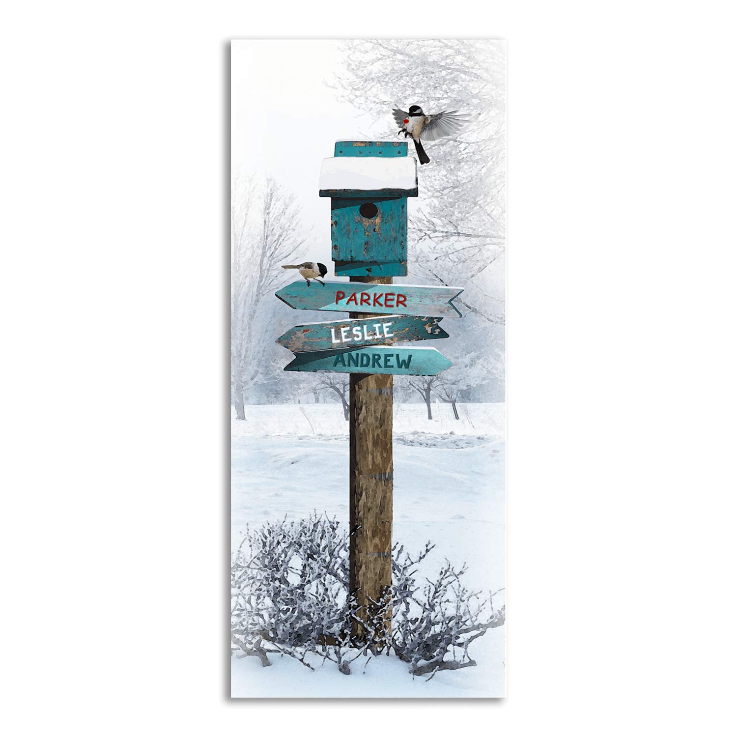 Custom Trail Name Sign - 9.5x26 Inch Wooden Block Mount - Winter Themed Personalized Decor for Cabin, Lodge & Outdoor Enthusiasts