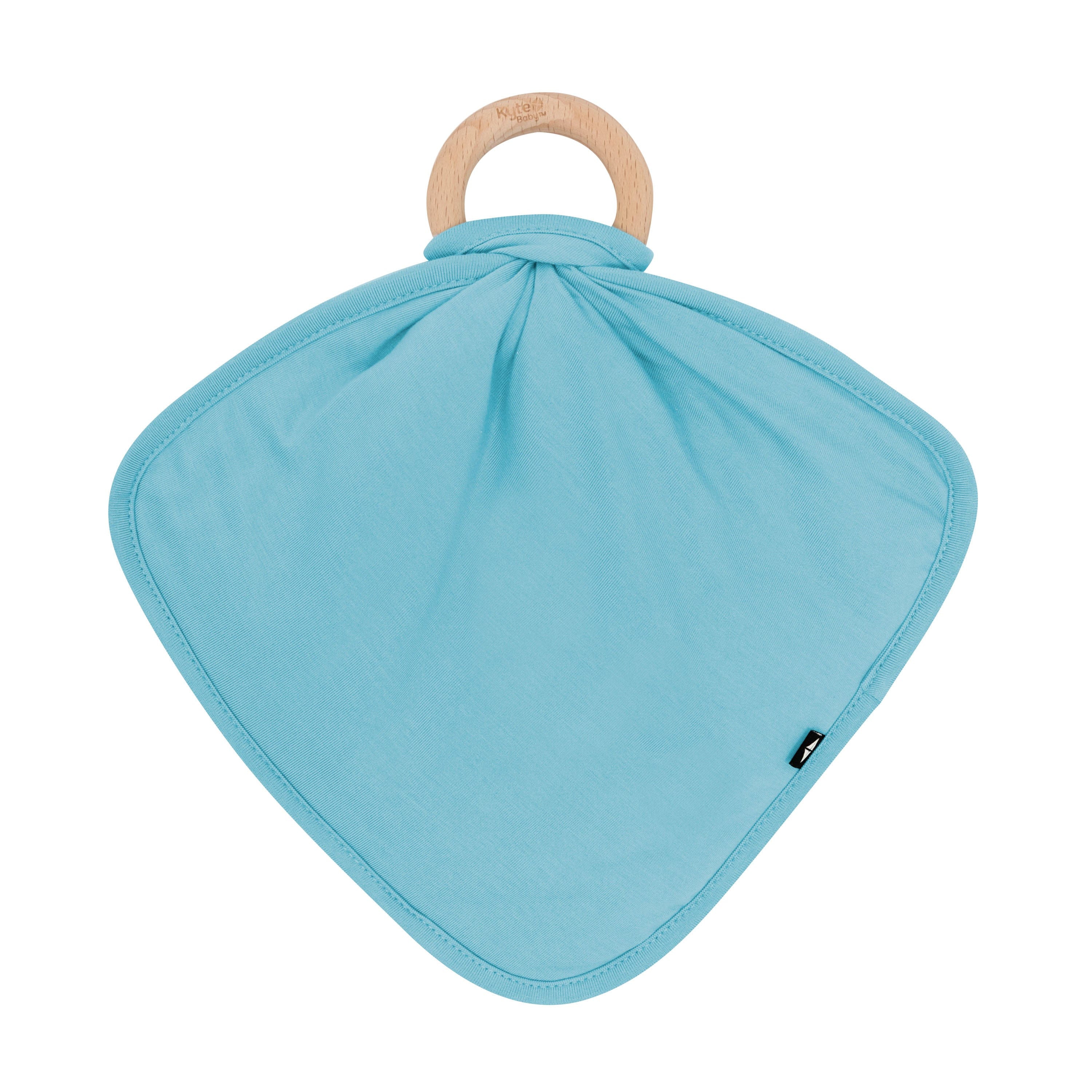 Organic Cotton Baby Lovey Blanket with Removable Wooden Teething Ring - Soft Security Blanket for Infants & Toddlers - Perfect for Soothing, Teething Relief and Bedtime Comfort