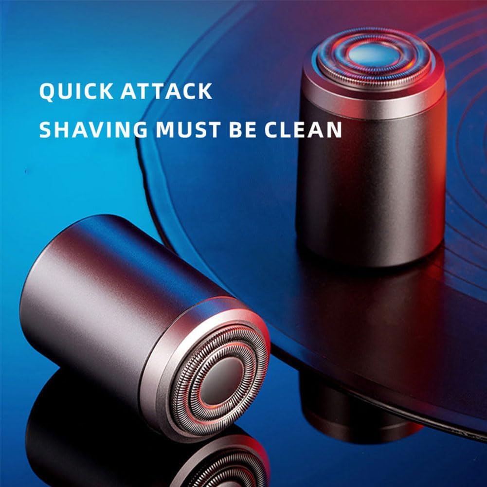Mini Electric Shaver - USB C Rechargeable Waterproof Travel Razor Trimmer for Men, Portable Shaving Kit for Car, Office & Business Trip | Perfect for On-the-Go Grooming & Travel Essentials (Blue & Silver)