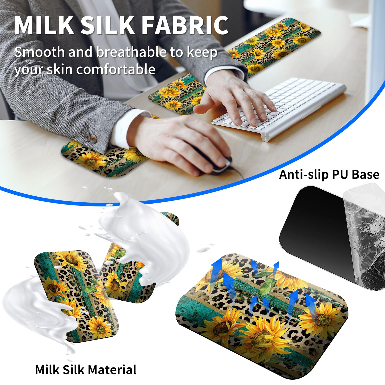 Ergonomic Keyboard Wrist Rest & Mouse Pad Set - Memory Foam Support for Office & Gaming
