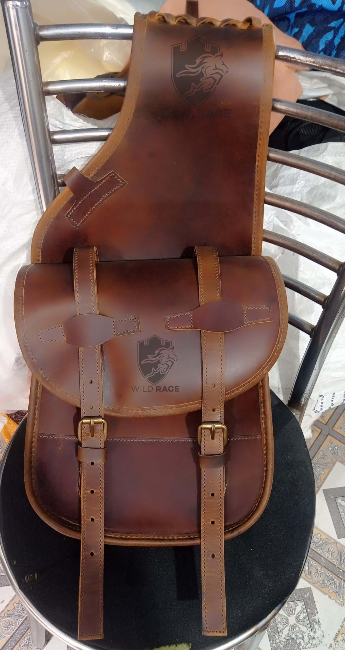 Premium Western Horse Leather Saddle Bag - Heavy Duty Trail Riding Saddlebag for Cowboys | Durable Leather Equestrian Gear for Ranch Work & Horseback Adventures (STYLE-33) | Perfect for Long Trail Rides, Cattle Drives & Western Riding Competitions