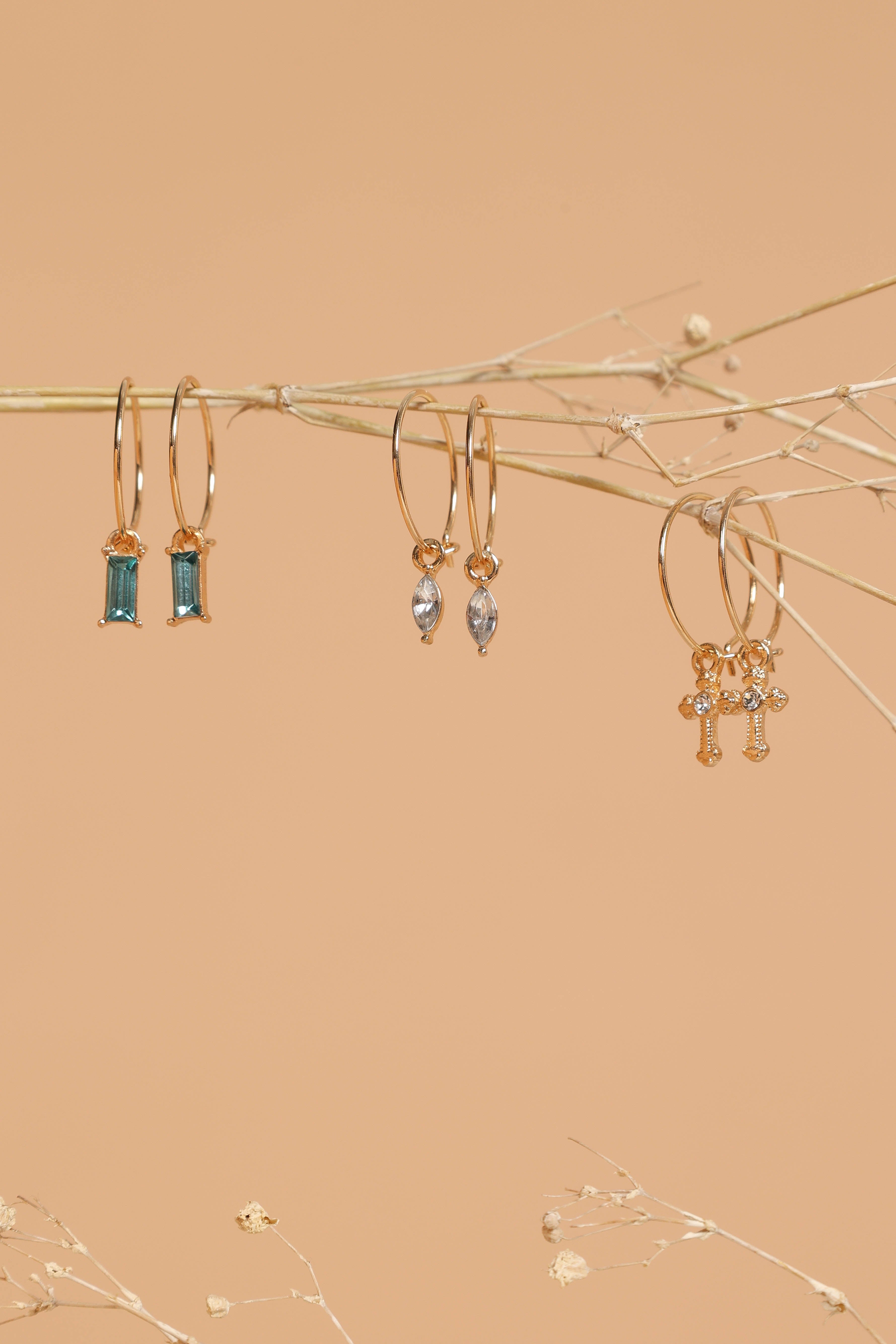 Charlotte Drop Hoop Earrings 3 Pack - Gold, Silver & Rose Gold Dangle Earrings for Women | Trendy Minimalist Jewelry for Everyday Wear, Parties & Gifts