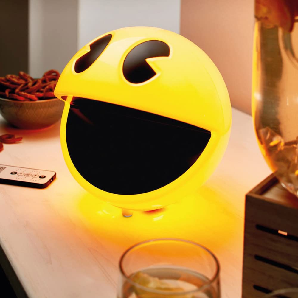 Pac-Man Ghost Night Light with 12 Sound Effects & Remote Control - Adjustable Brightness USB LED Desk Lamp for Gamers, Bedroom, Office - Perfect for Gaming Rooms, Kids' Bedrooms & Nostalgic Decor