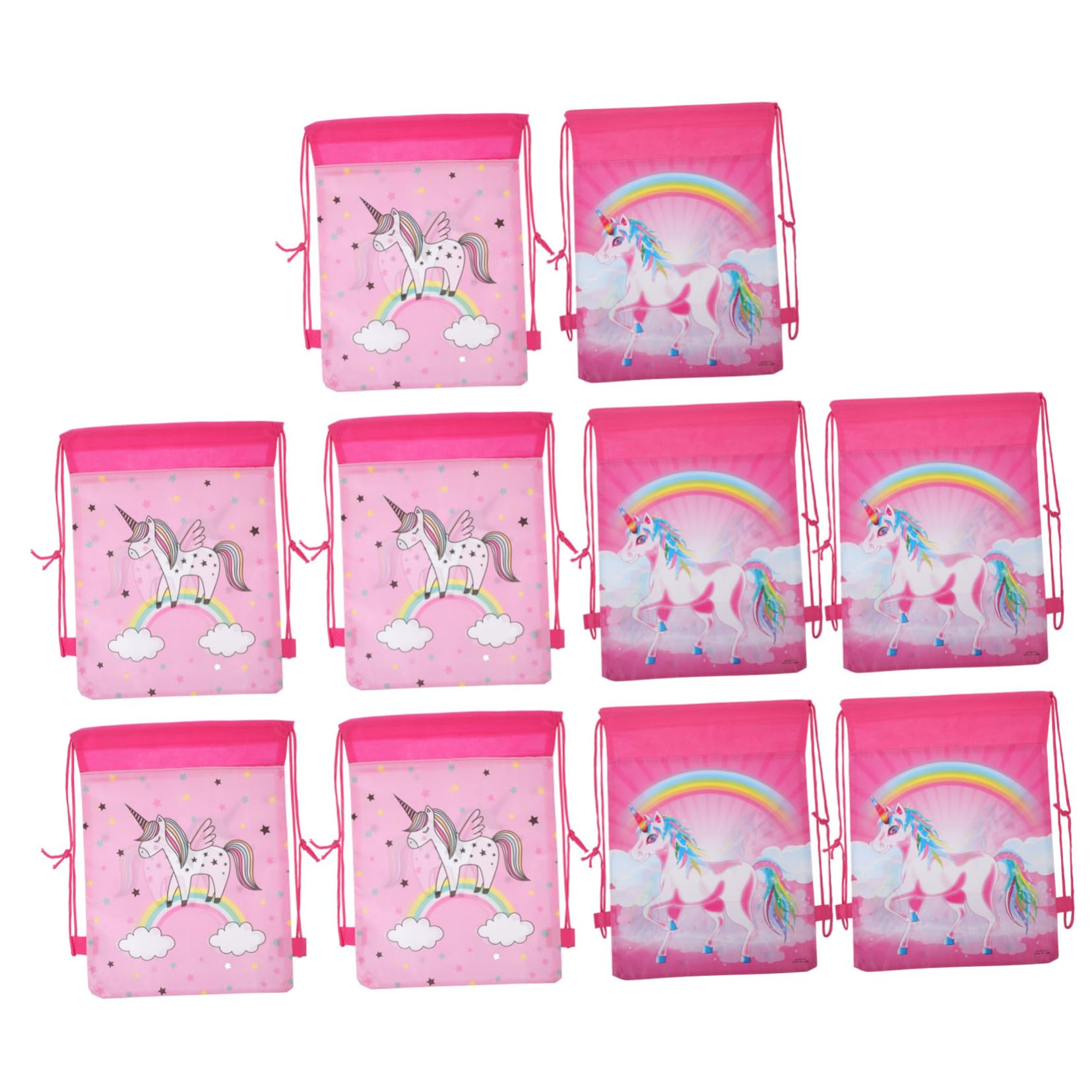 Kisangel 10pcs Unicorn Drawstring Bags for Makeup & Toiletries - Portable Non-Woven Fabric Cosmetic Pouch - Perfect for Travel, Gym, School & Party Favors