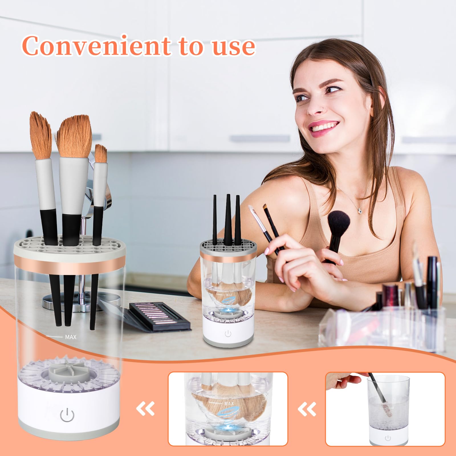 Automatic Electric Makeup Brush Cleaner - Multi-Functional, Energy Saving Makeup Tool for Quick & Efficient Cleaning (White) | Perfect for Home, Salon & Travel Use