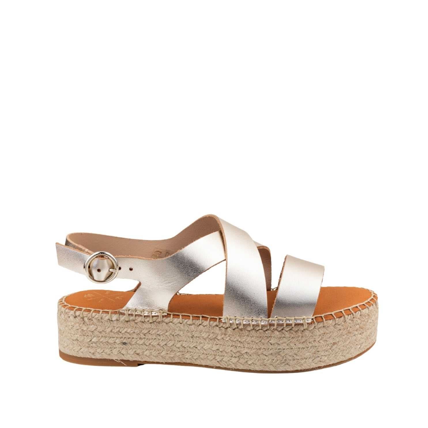 Women's Plain Leather Platform Espadrilles - Comfortable Summer Wedge Sandals for Casual Outings & Beach Vacations