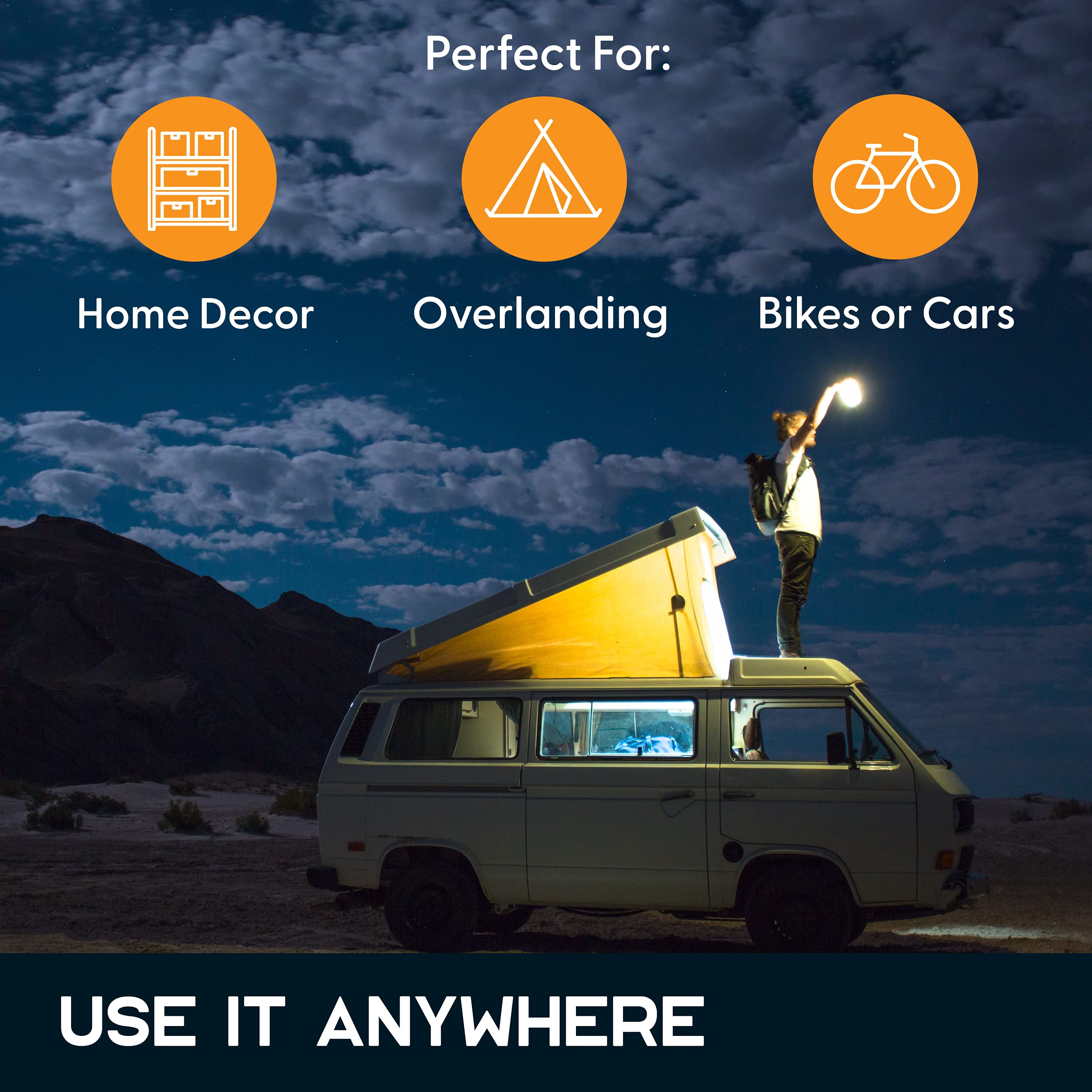 Power Practical Luminoodle Basecamp - 20 ft LED Outdoor String Lights - 12V Color Changing Lighting Strip with Remote - Waterproof Light Rope up to 1000 Lumens - Perfect for Boats, RV, Camping, Patio, Backyard, and Outdoor Parties
