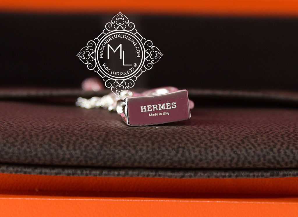Authentic Hermes 925 Sterling Silver Kelly Charm Pendant Necklace - Elegant Jewelry Gift for Women, Perfect for Parties & Special Occasions
