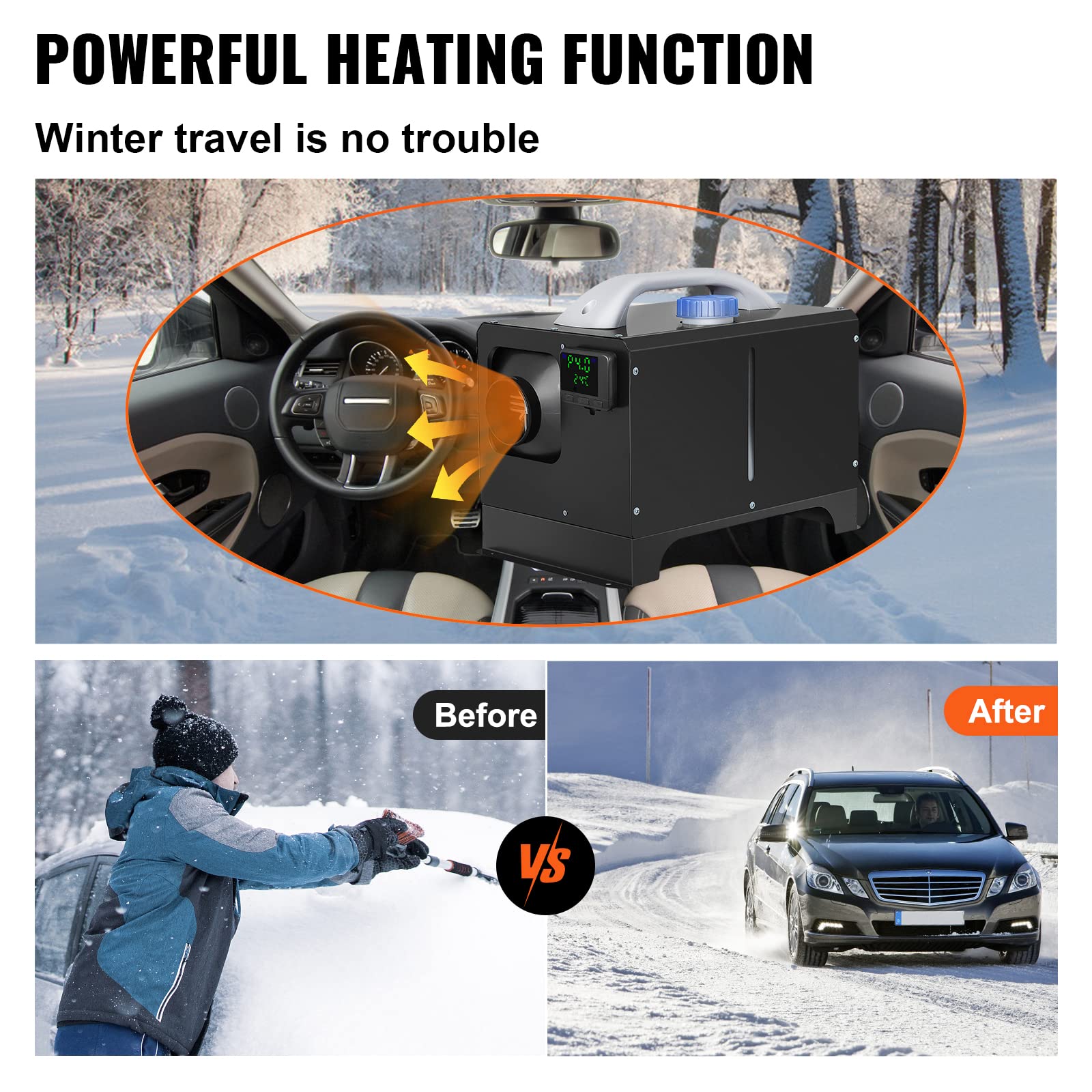 VEVOR 8KW Diesel Air Heater - 12V All-in-One Truck Heater with LCD Display & Remote Control - Fast Heating for RV, Boat, Bus, Trailer, Motorhome - Perfect for Winter Camping & Off-Grid Living