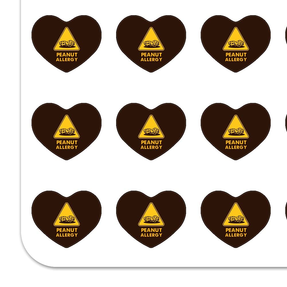Peanut Allergy Warning Stickers - Heart Shaped Yellow Labels for Planners, Calendars & Scrapbooks | Perfect for Allergy Awareness, School Projects & Crafting