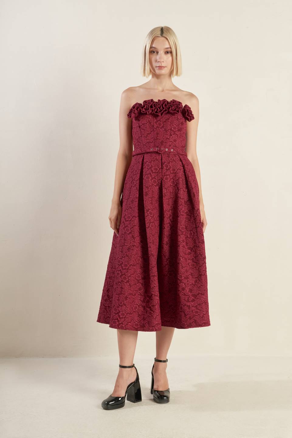 Glorious Shine Woven Midi Dress for Women - Elegant Party & Cocktail Dress for Evening Events, Weddings & Special Occasions