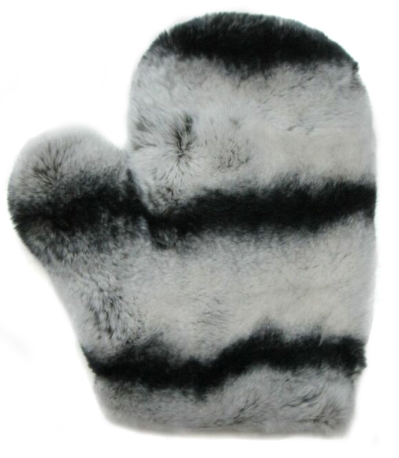 Double Sided Full Skin Rex Chinchilla Love Massage Mitten - Soft Exfoliating Glove for Spa, Bath & Couples Massage - One Piece