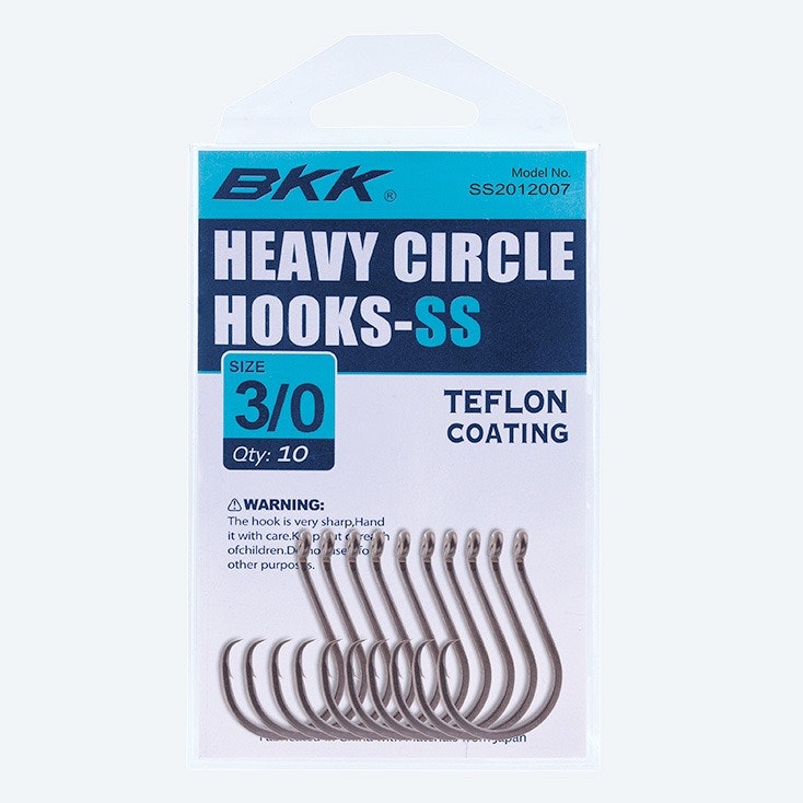 BKK SS Heavy Circle Hooks - Premium Saltwater Fishing Hooks for Big Game Fish - Perfect for Deep Sea Fishing, Tuna, Marlin and Shark Fishing Adventures