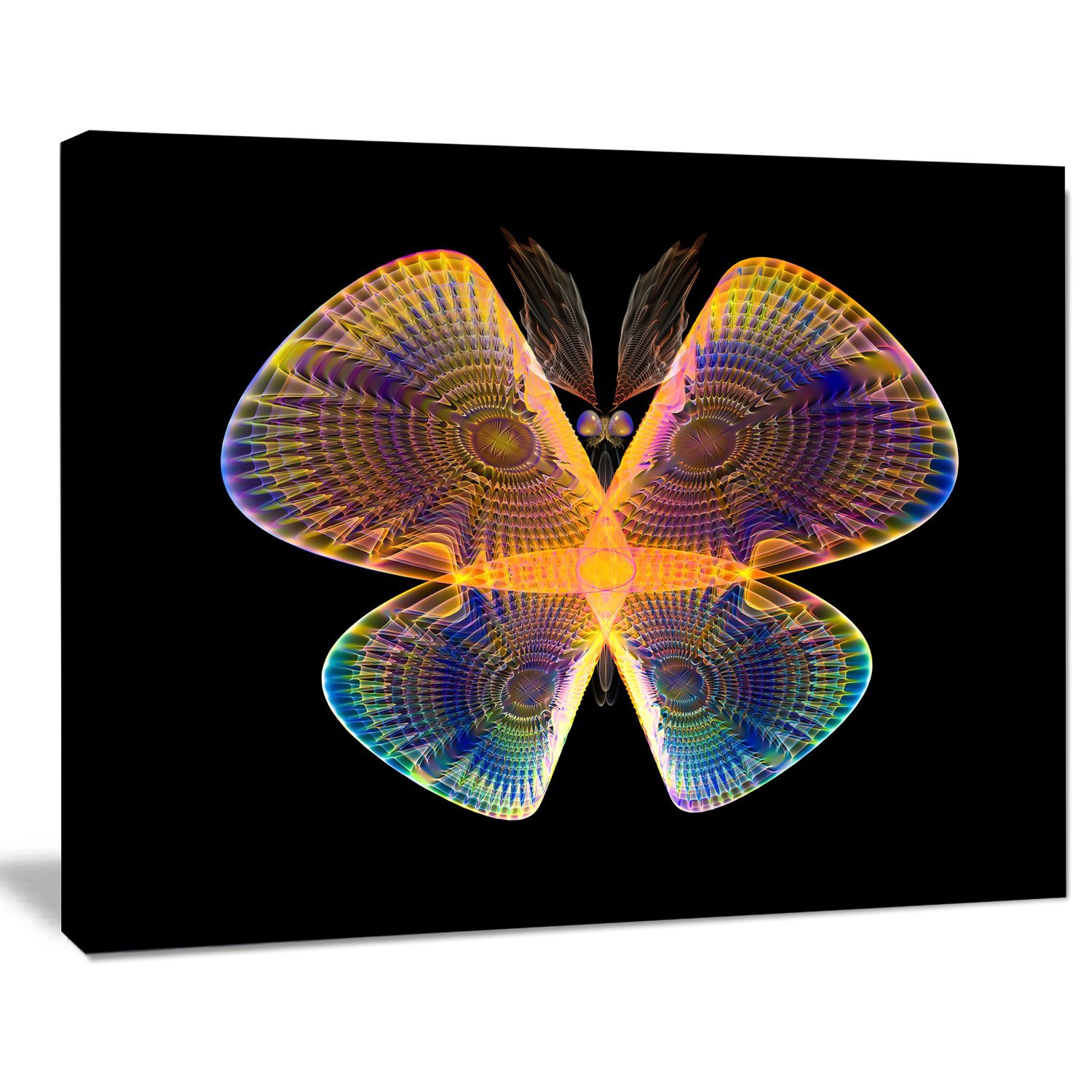 Blue and Yellow Fractal Butterfly Abstract Canvas Art Print - Stunning Wall Decor for Living Room, Bedroom & Office