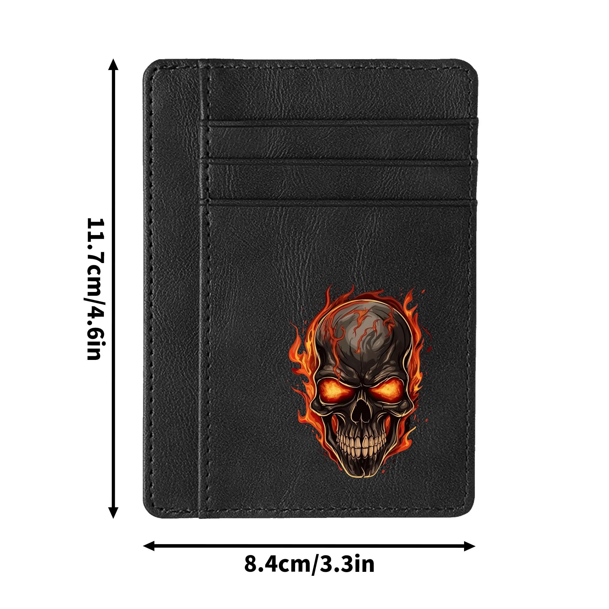 Burning Skull Minimalist Leather Wallet for Men - RFID Blocking Slim Bifold Wallet with Money Clip - Perfect for Everyday Use, Travel, and Gifts
