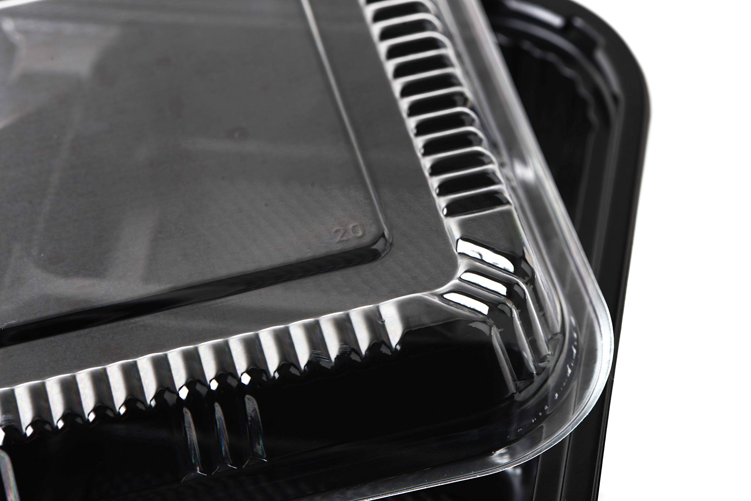 EcoQuality [225 Pack] 3-Compartment Black Disposable Food Containers with Lids - BPA Free Meal Prep Containers for Lunch, Bento Box & Food Storage | Perfect for Office Lunch, Meal Prep & Takeout
