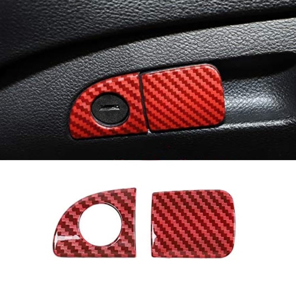 **Premium ABS Red Carbon Fiber Interior Door Handle Trim for 2015-2024 Dodge Challenger & Charger – 2-Piece Set – Upgrade Your Ride with Stylish Storage Box & Glove Switch Accessories – Perfect for Car Enthusiasts & Customization**