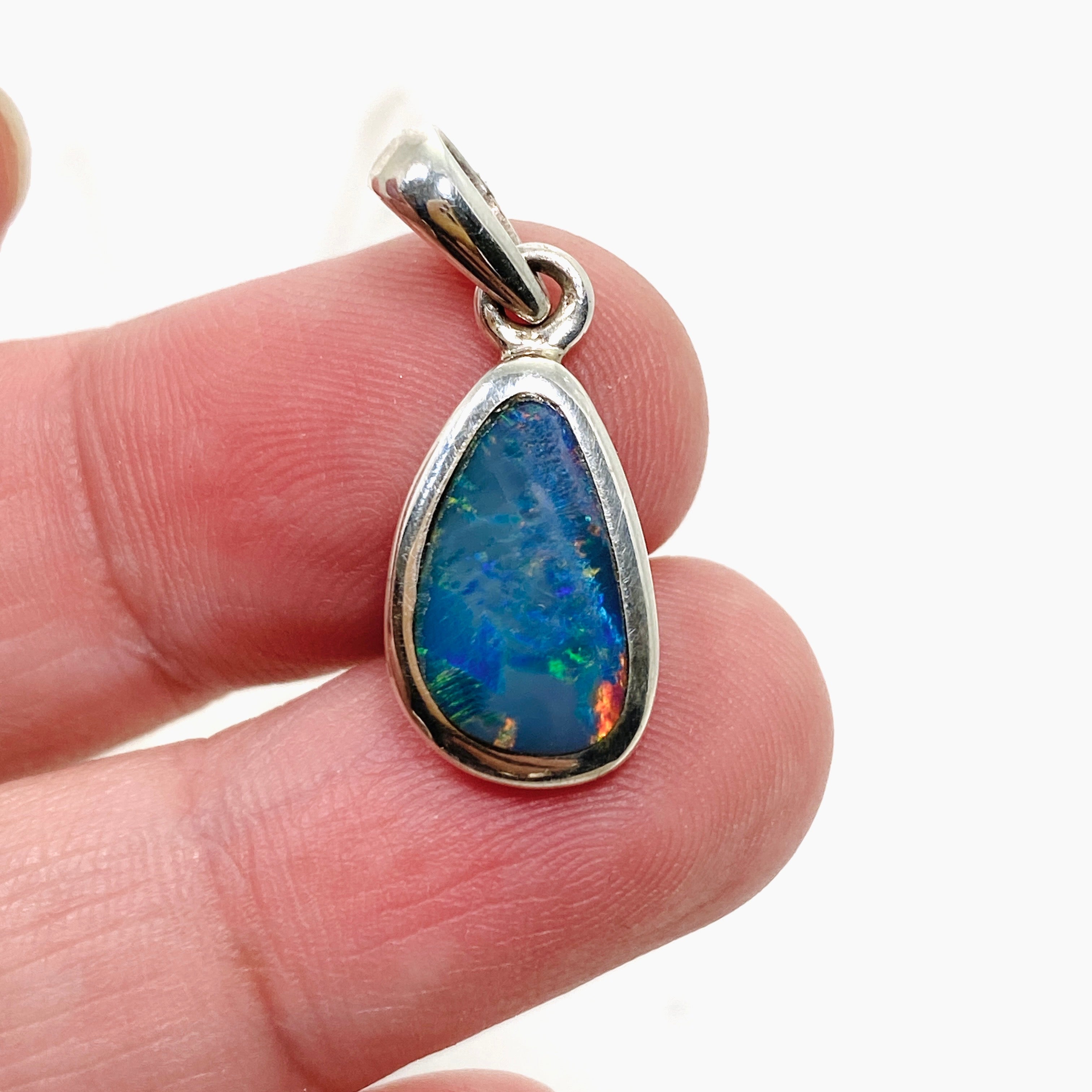 Natural Opal Doublet Teardrop Cabochon Pendant - Lightning Ridge Australian Opal Jewelry PPGJ808 for Women's Elegant Necklace Gift