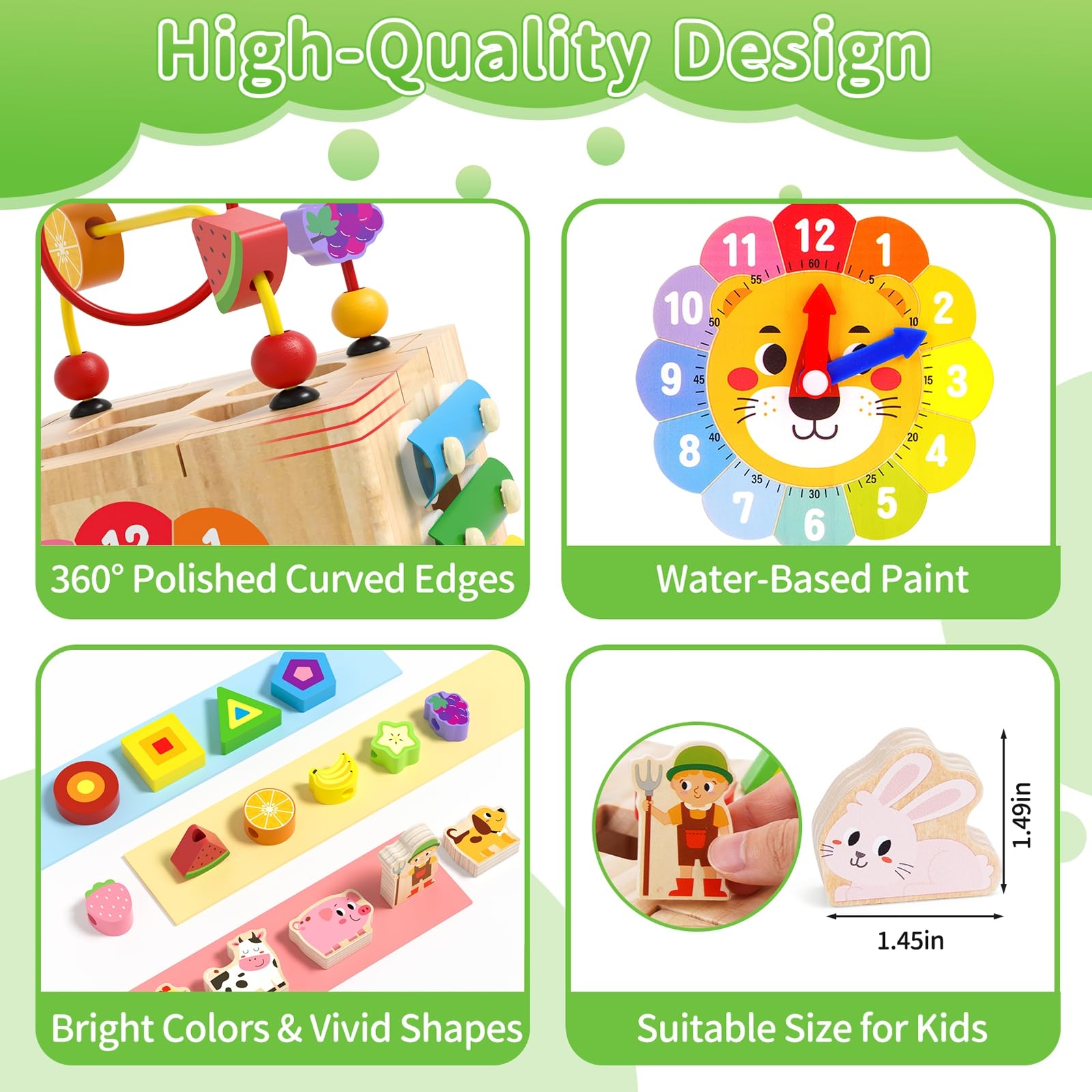 Montessori Wooden Activity Cube Toys for Toddlers 1-3 Years - Educational Learning & Sensory Toys for 1 2 3 Year Old Boys & Girls - Perfect First Birthday, Christmas Gifts for Infants - Ideal for Daycare, Preschool & Home Playtime