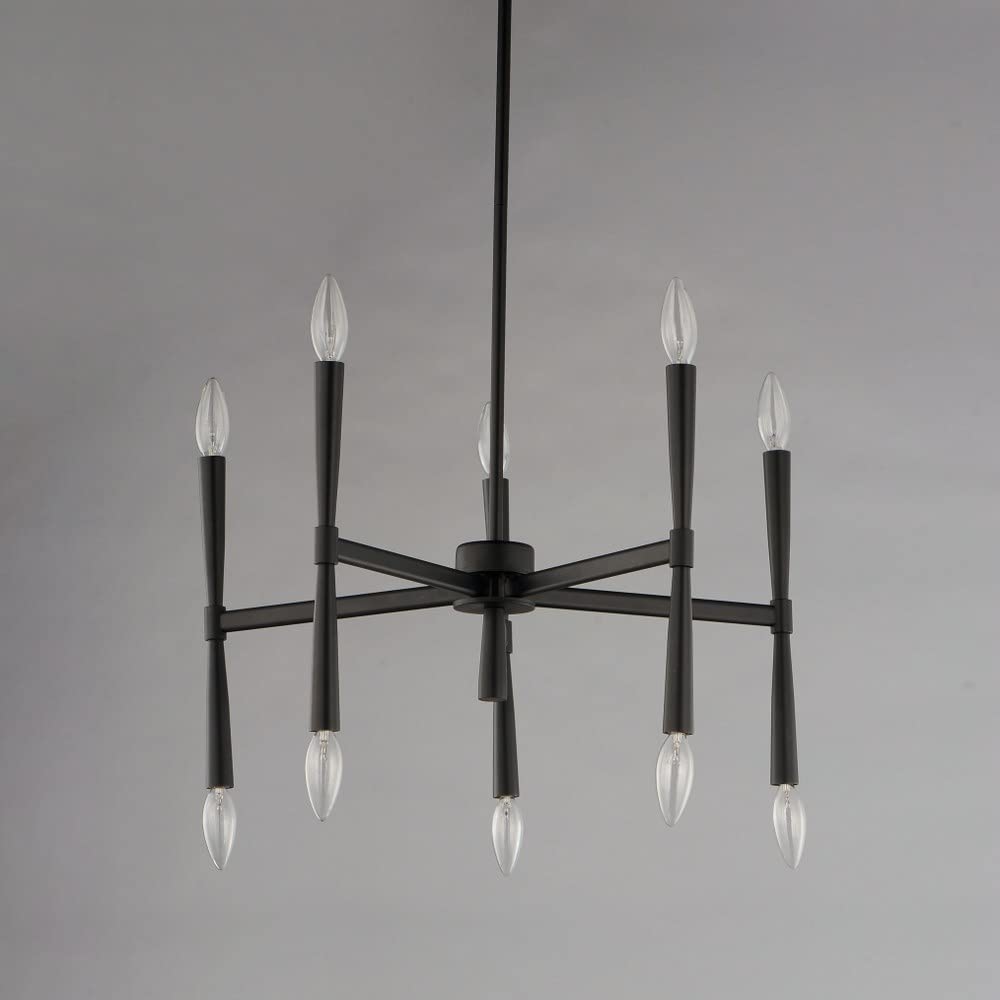 Maxim Rome 10-Light Chandelier in Satin Brass Finish - Elegant Dining Room Lighting for Home Decor