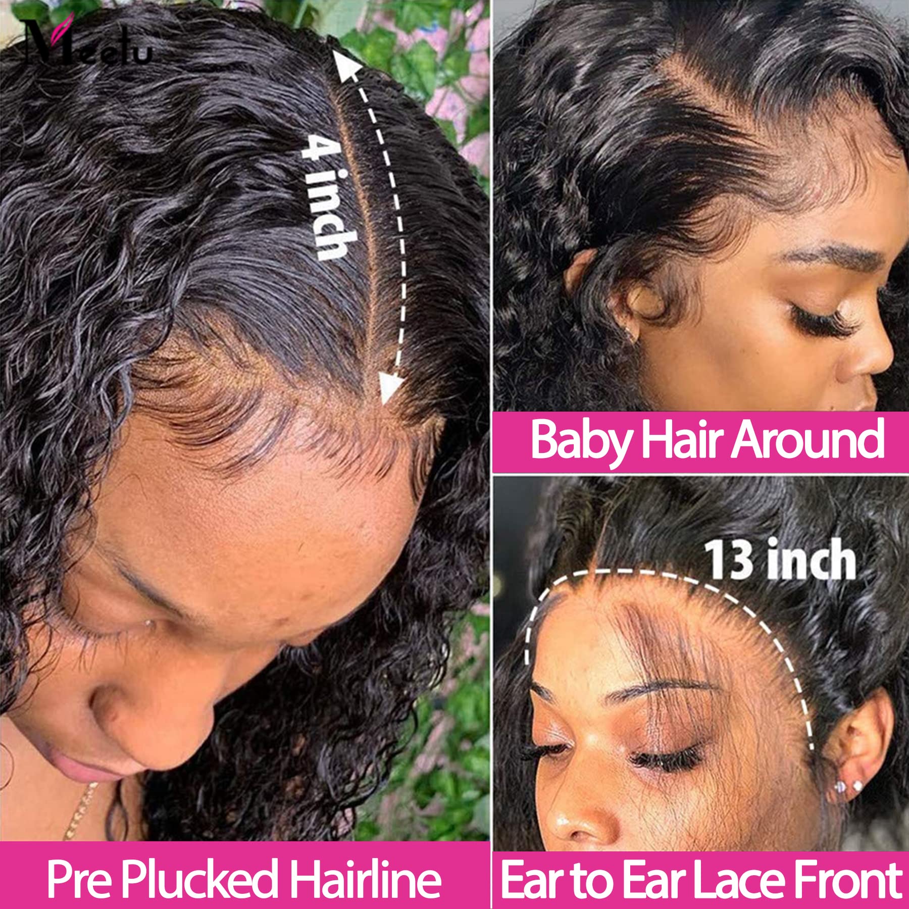 13x4 Deep Wave Lace Front Human Hair Wigs - 180% Density Brazilian Virgin Hair with Baby Hair & Pre-Plucked Hairline for Black Women | Natural Black Curly Wigs (26 Inch) - Perfect for Daily Wear, Special Occasions & Protective Styling