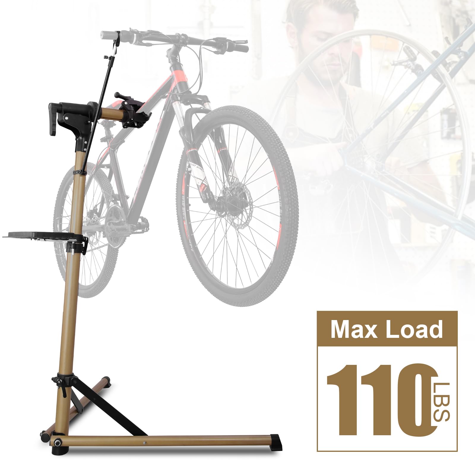 Heavy Duty Electric Bike Repair Stand - 110 lbs Capacity, Portable Aluminum Bicycle Maintenance Workstand for E-Bikes, Mountain Bikes & Road Bikes | Perfect for Home Garage, Bike Shops & Outdoor Repairs