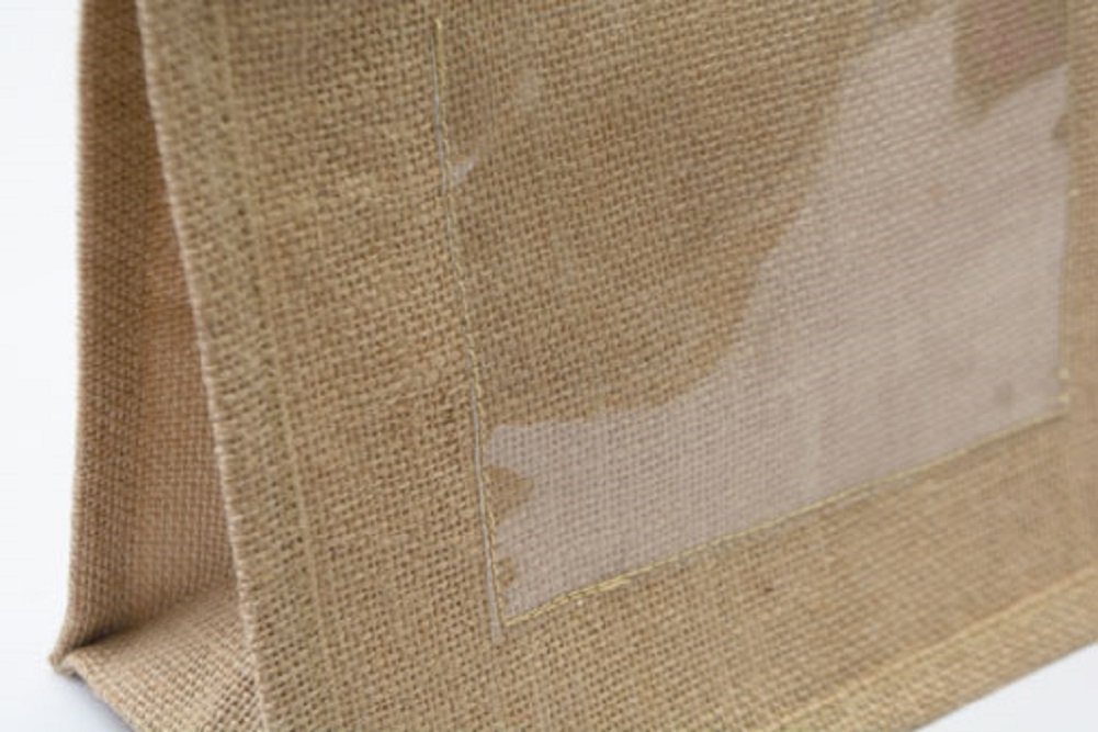 Mini Jute Gift Tote Bags with Clear Pocket - Eco-Friendly Wedding Favors, Party Crafts, Home Decorations - Perfect for Bridal Showers, Baby Showers & DIY Projects