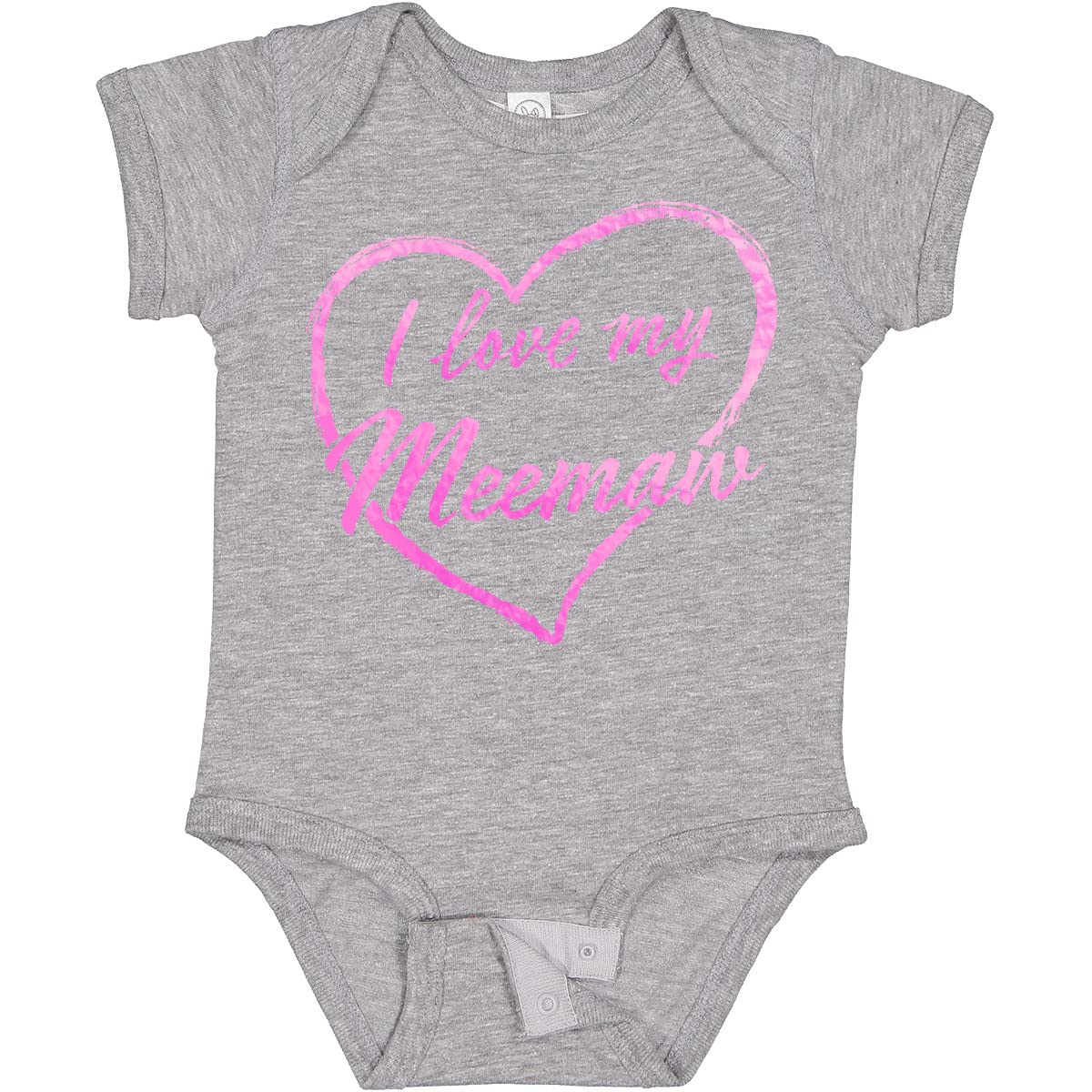 Inktastic I Love My Meemaw Pink Chalk Heart Baby Bodysuit - Cute Infant Onesie for Grandparents Day, Family Reunions & Photo Shoots