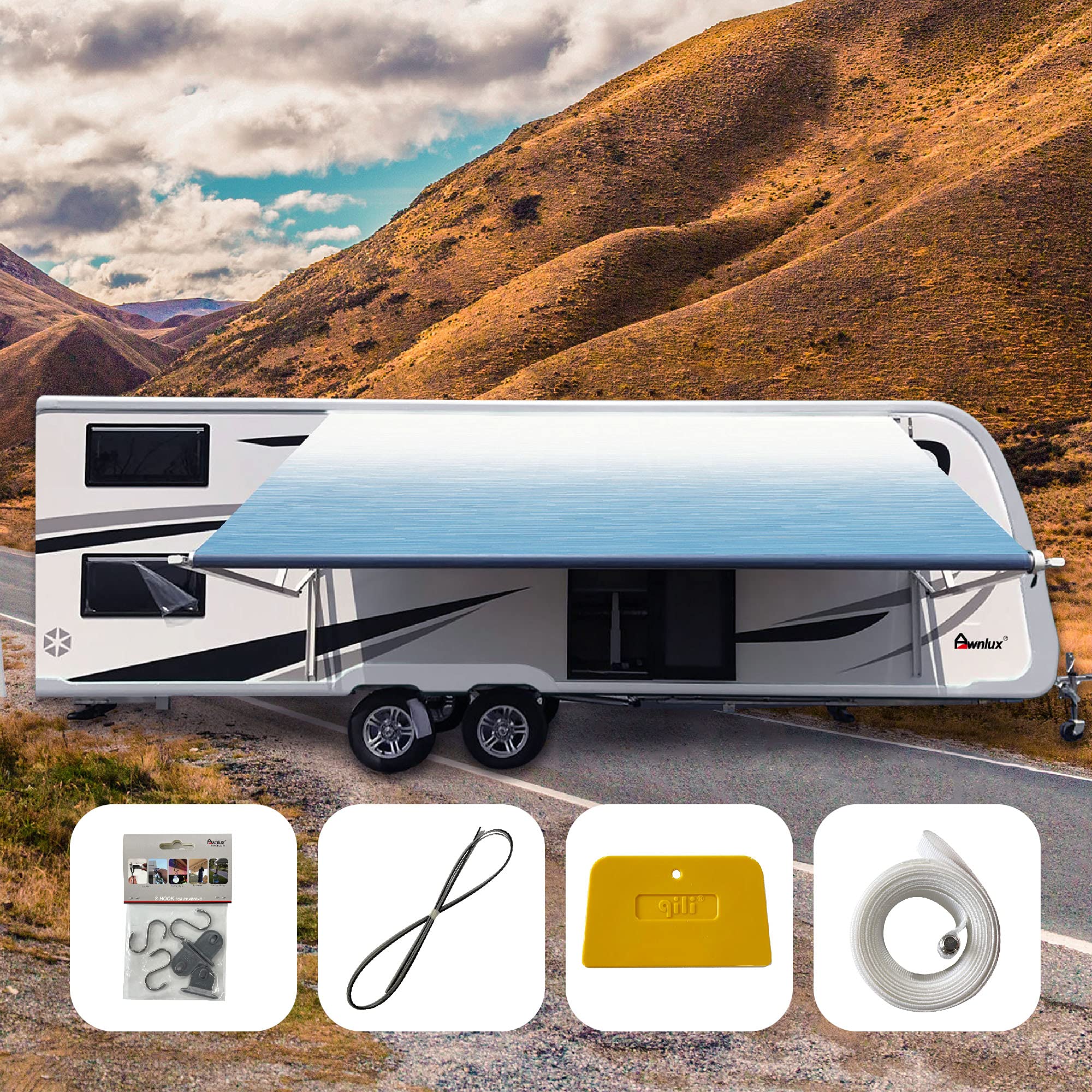 Awnlux RV Awning Fabric Replacement - 16 oz Heavy Duty Vinyl Material - 21' RV Awning (20'2
