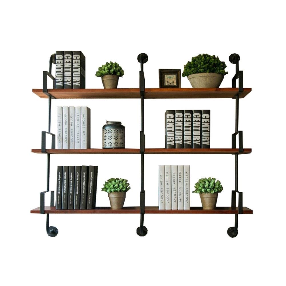 Vintage Industrial Wood Wall Shelf with Iron Pipe Brackets - 3-Tier DIY Storage Shelving Unit for Books, Plants & Home Decor | Perfect for Living Room, Bedroom & Office Organization
