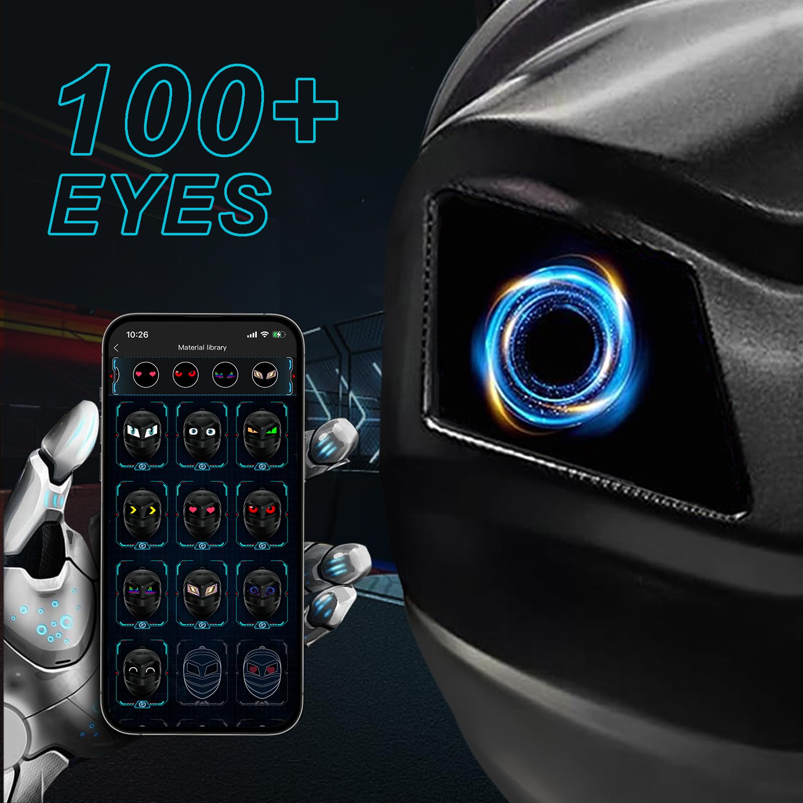 Programmable LED Backpack for Men - Waterproof Hard Shell Motorcycle Helmet Bag & Travel Laptop Shoulder Bag | DIY Motorbike Knight Wrap | Perfect for Riding, Commuting & Adventure Travel (Black)