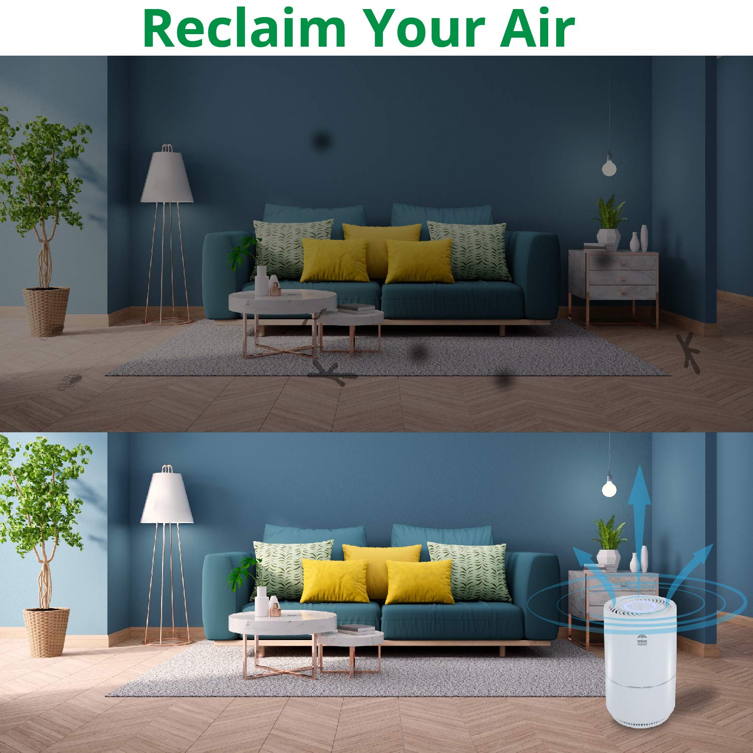 HEPA Air Purifier for Home - 99.97% Removal of Dust, Pollen, Pet Hair & Smoke | Ultra Quiet 25dB Bedroom Air Cleaner | Eliminates Allergies, Odors & Mold | Perfect for Smokers, Pet Owners & Allergy Sufferers (White) - Ideal for Bedrooms, Living Rooms & Offices