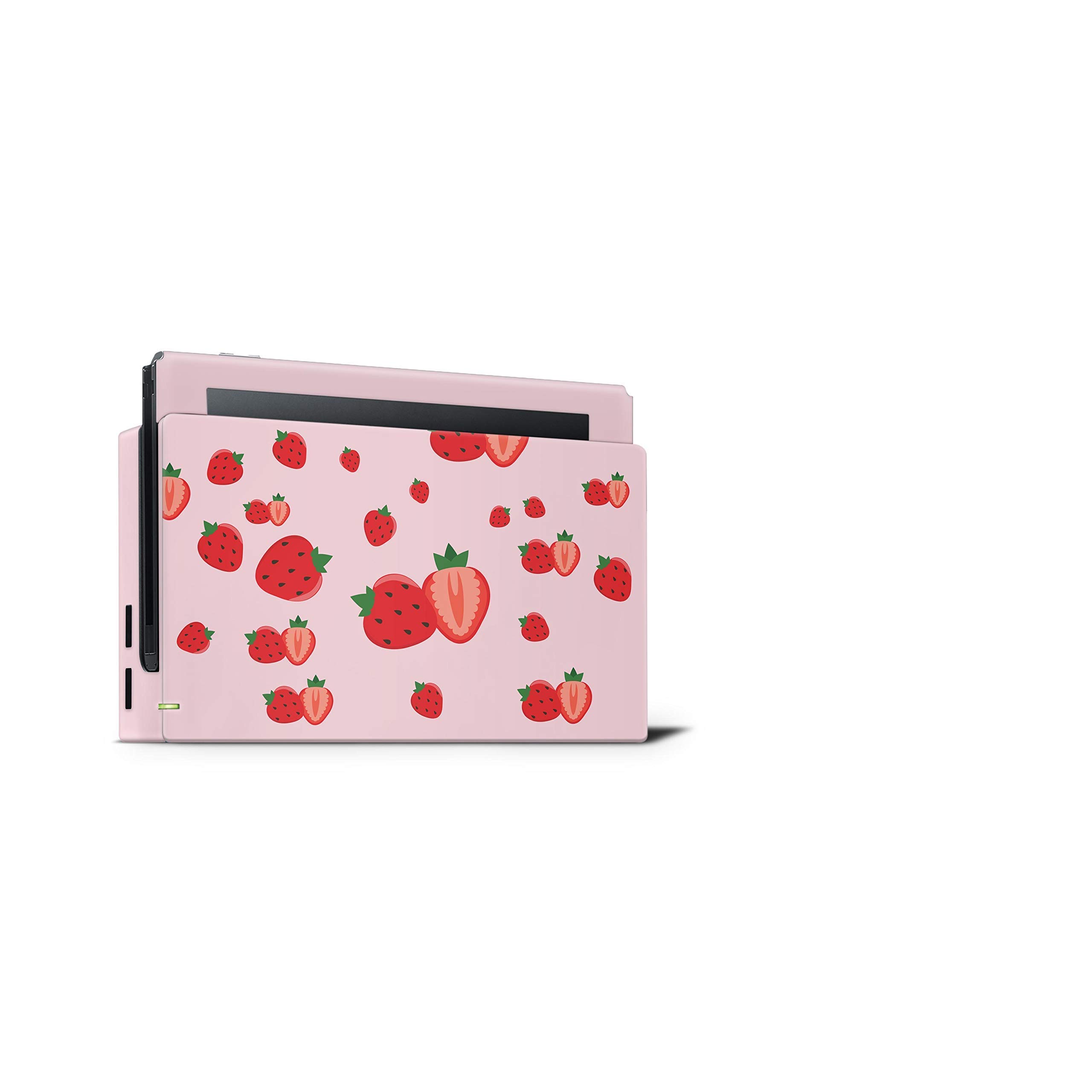 Kawaii Pink Strawberry Vinyl Skin Wrap for Nintendo Switch - Premium 3M Full Body Decal Stickers | Protective Cover for Gaming Console | Perfect for Girls, Teens & Anime Lovers