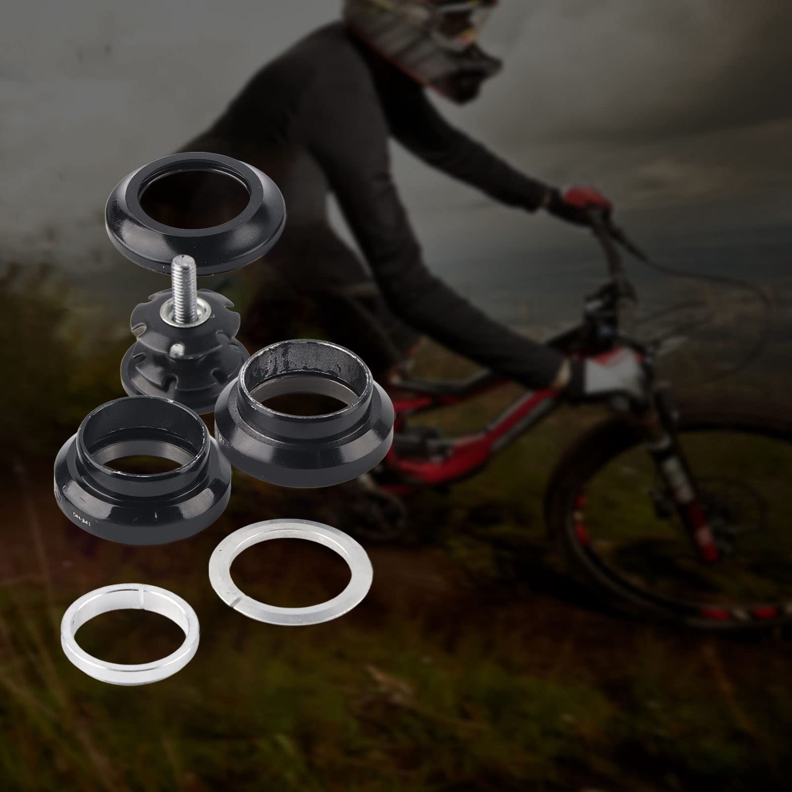 34mm Aluminum Alloy Bicycle Headset - 28.6mm Straight Fork Bearing Steering Stem Bearings for Road & Mountain Bikes - Durable Bike Headset Replacement Part for Smooth Steering