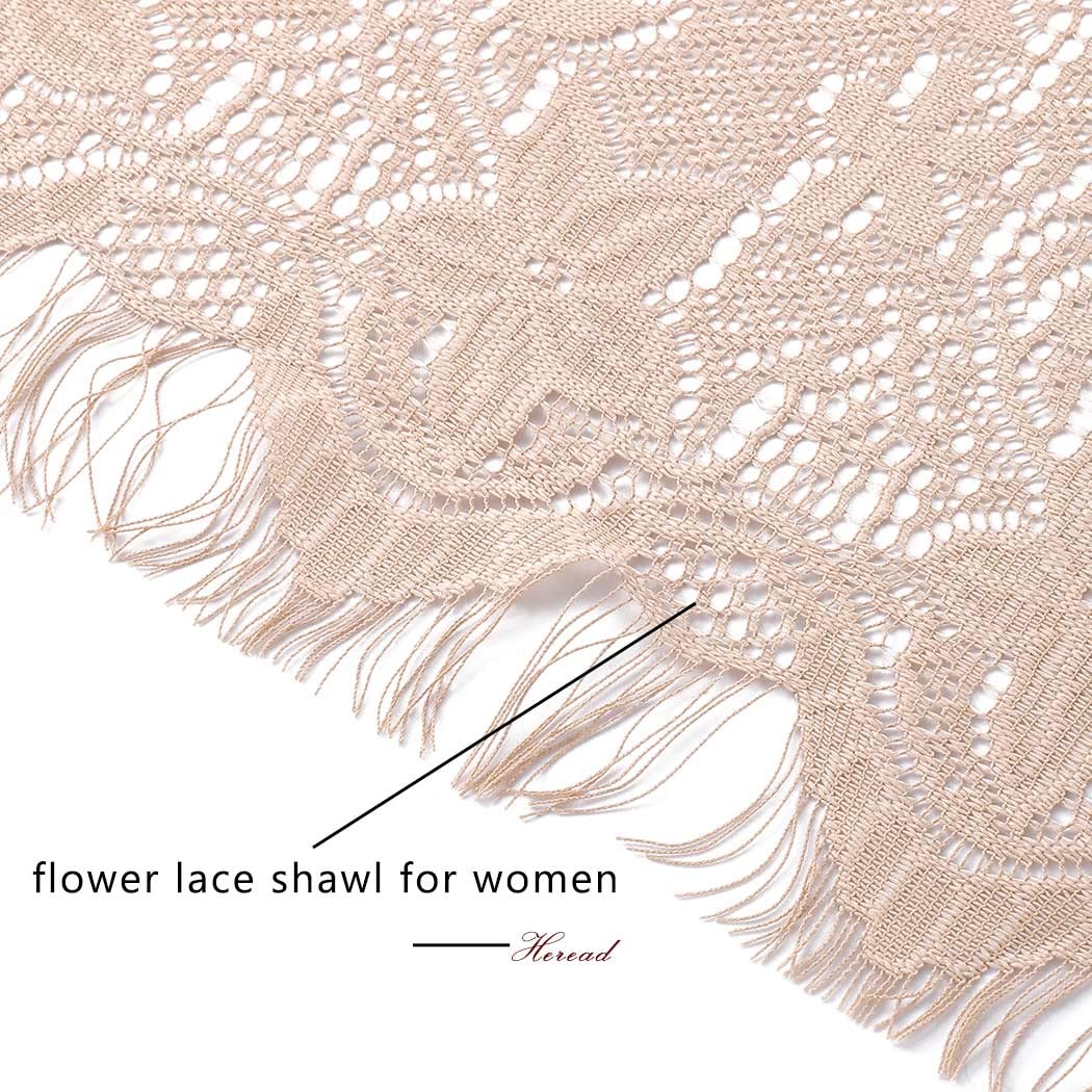 Elegant Lace Shawls and Wraps for Women - Floral Mesh Wedding Scarf, Evening Party Accessories for Brides & Dresses - Perfect for Weddings, Galas, and Special Occasions