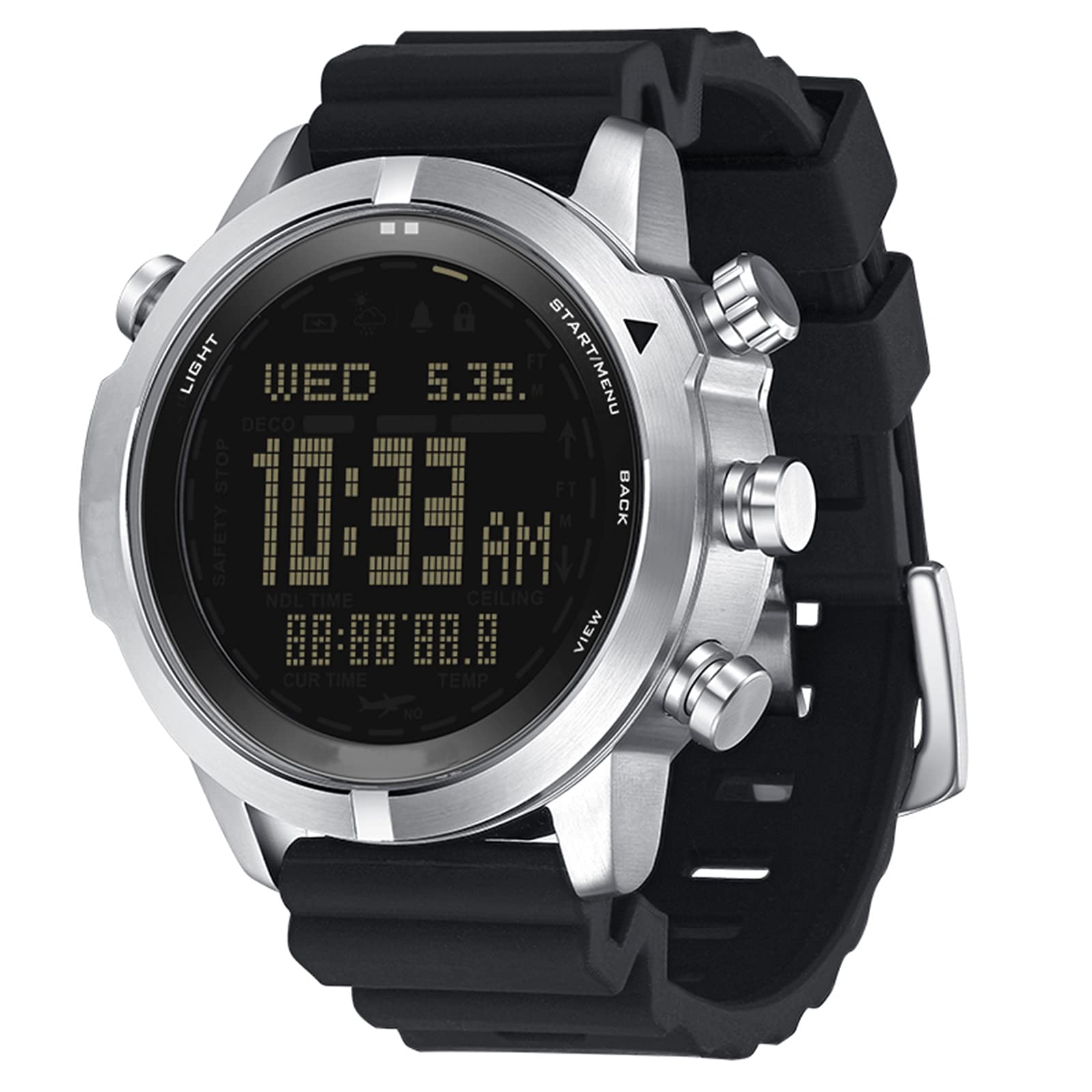**Men's Smart Watch with Waterproof & Outdoor Sports Features - Altitude, Pressure, Compass, Temperature - Ideal for Diving, Hiking & Fitness (White/Black)**