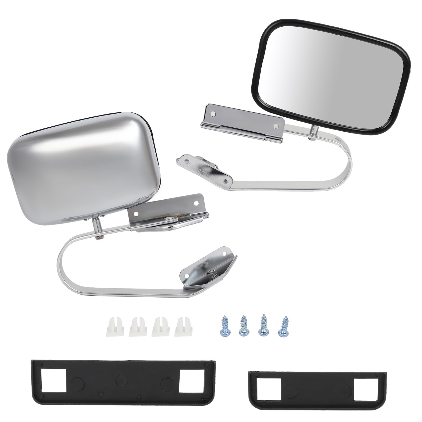 SCITOO Chrome Side View Mirror Pair Replacement for Ford F150 F250 F350 F450 Ranger Bronco Explorer 1980-1996 - Durable Plastic Truck Pickup Mirrors for Enhanced Visibility & Safety While Driving