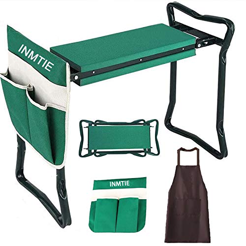 **Foldable Heavy-Duty Garden Knee Chair with Storage Pockets & Apron - Portable Gardening Bench for Outdoor Planting, Weeding, and Harvesting - Perfect Gift for Gardeners (Green)**