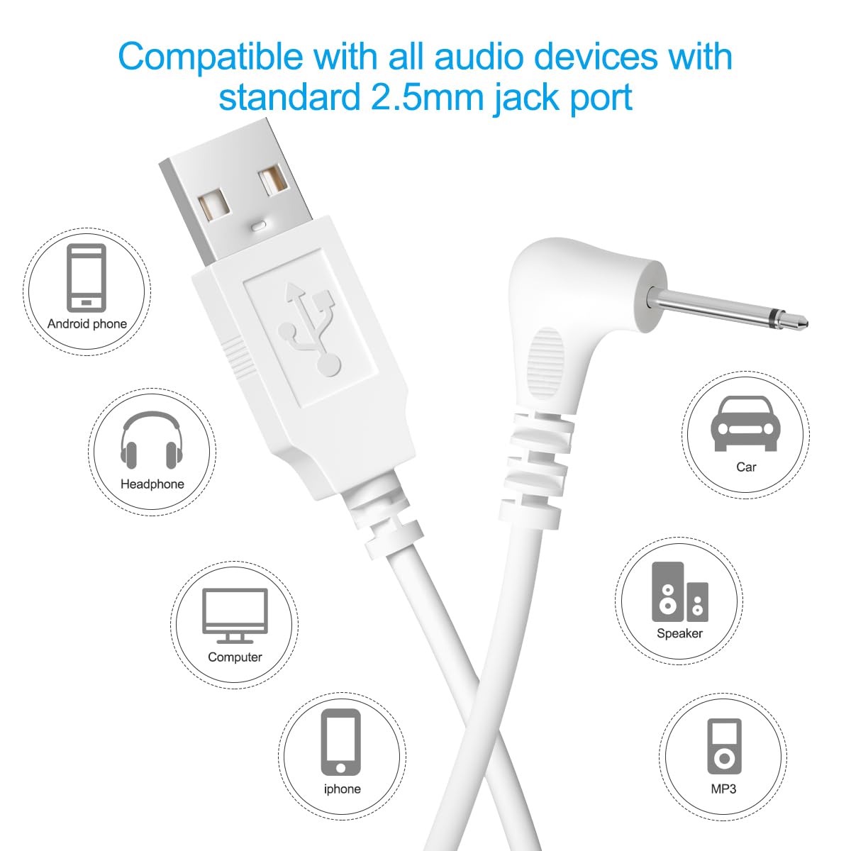 Fast Charging 2.5mm USB DC Charger Cable | 5V Power Cord Replacement for Electronics | Perfect for Laptops, Cameras & Portable Devices