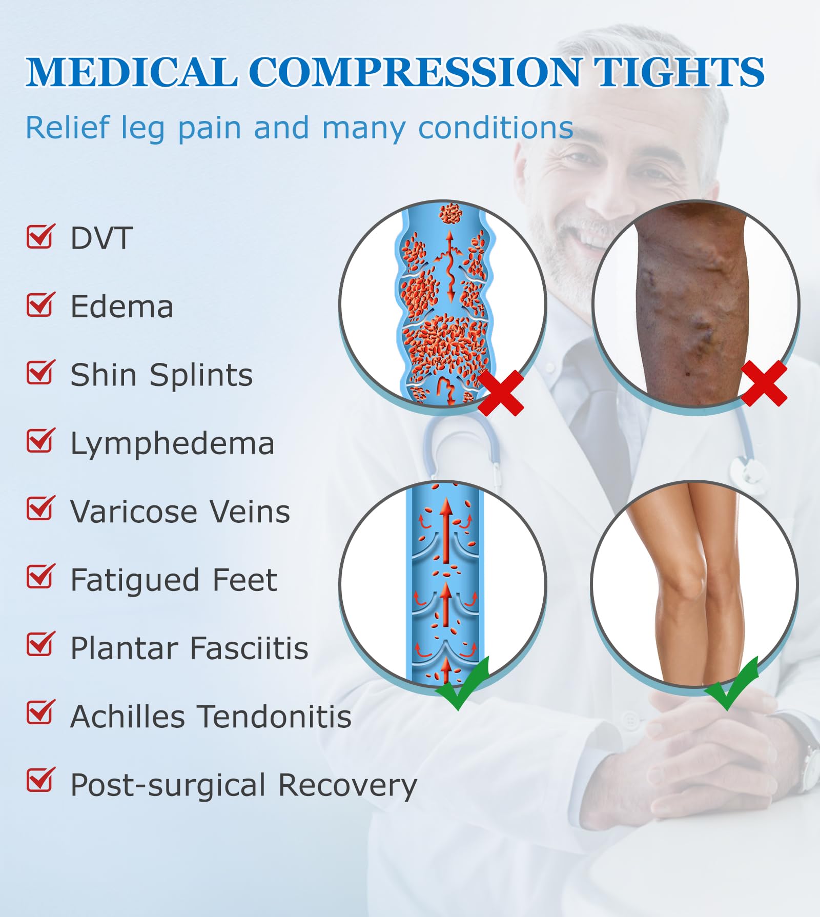 MGANG 15-20mmHg Medical Compression Stockings for Women & Men - Open Toe Waist High Support Tights for Edema, Varicose Veins, DVT & Travel - Beige XL | Perfect for Long Flights, Pregnancy & Post-Surgery Recovery