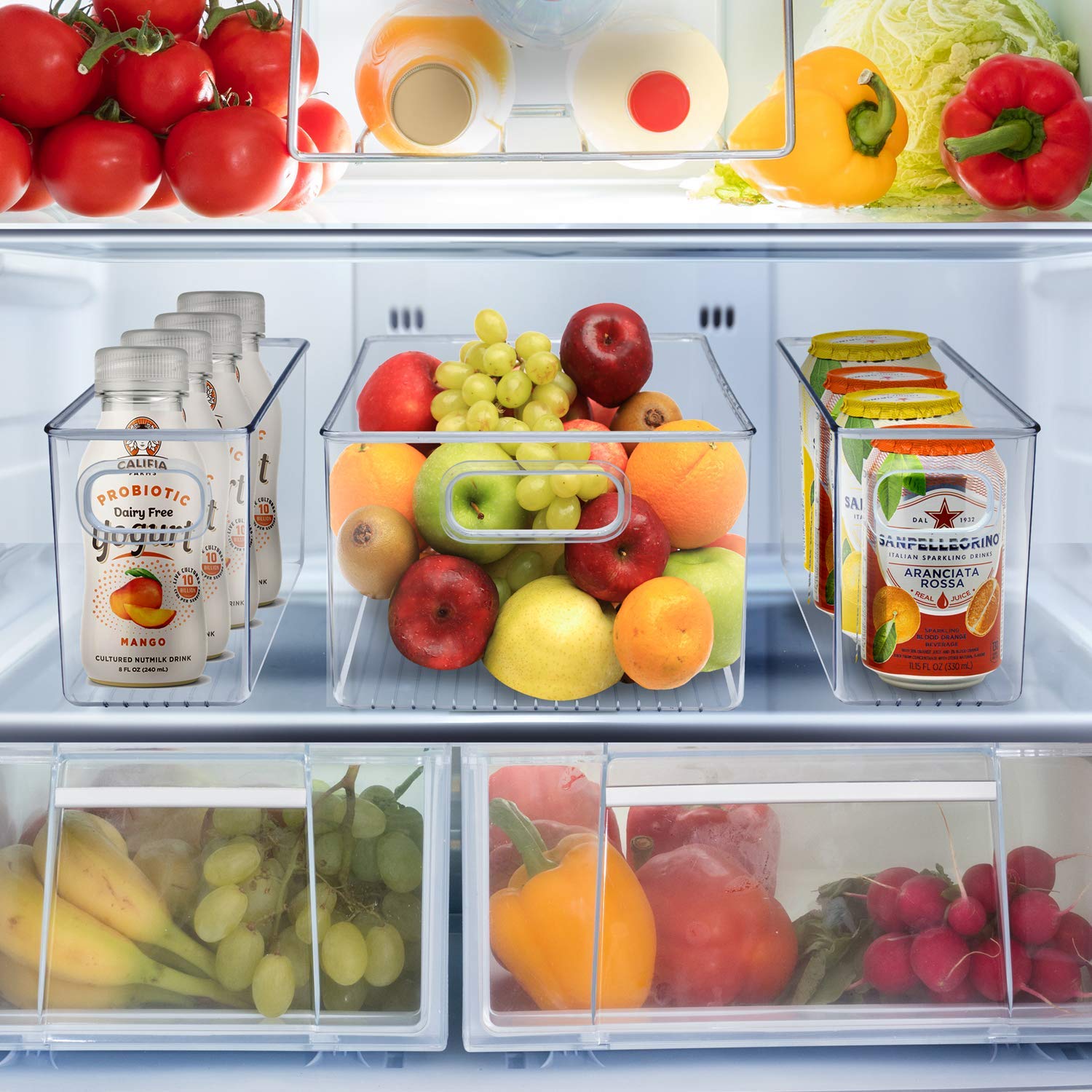 Sorbus 3-Piece Clear Plastic Storage Bins Set - Pantry Organizer Containers for Kitchen, Fridge, Food, Snacks, Fruits, Vegetables & Bathroom Supplies | Space-Saving Home & Office Organization Solution