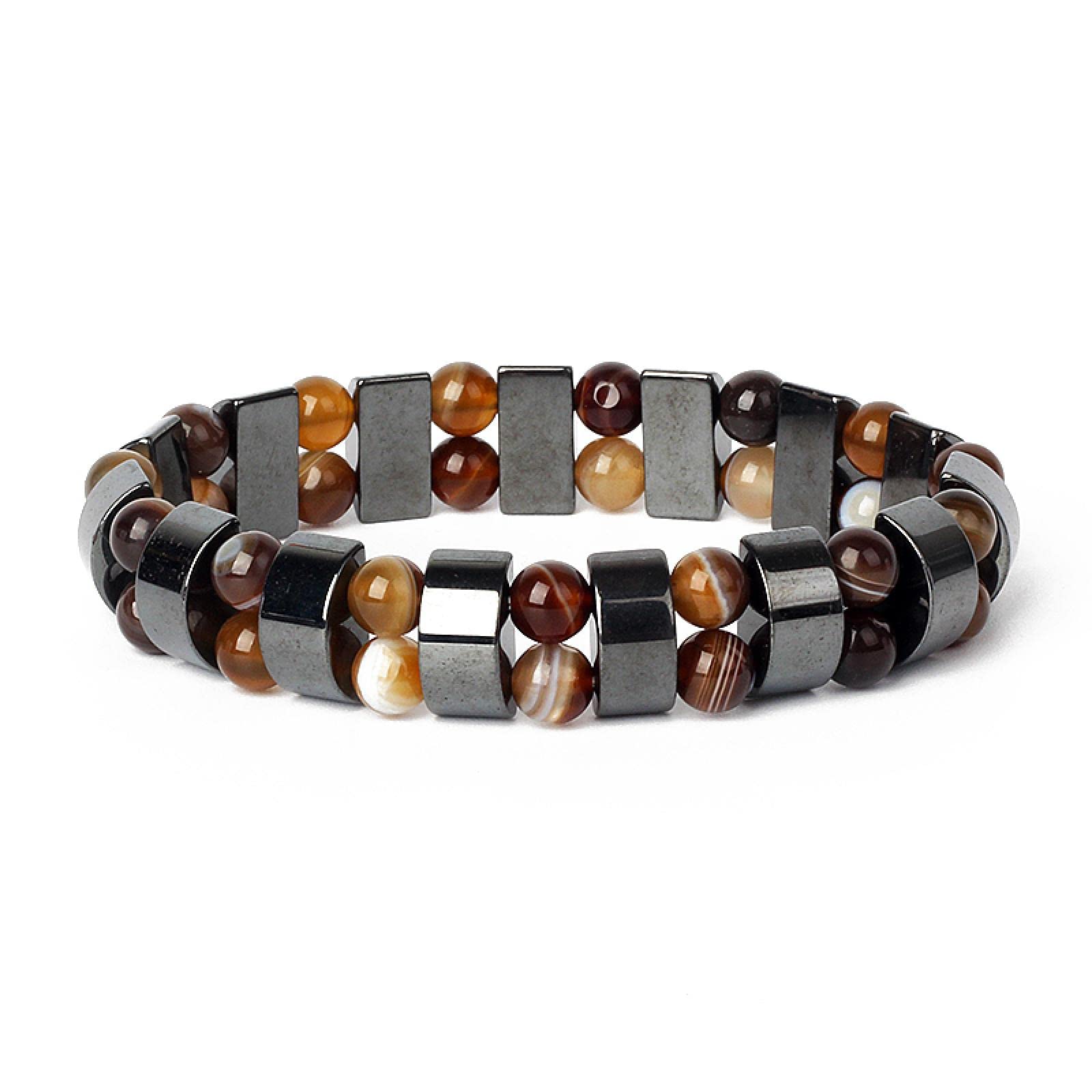 Natural Tiger Eye & Hematite Charm Bracelet for Men & Women - Healing Energy Stone Jewelry for Health & Wellness - Perfect for Meditation, Yoga & Spiritual Gifts