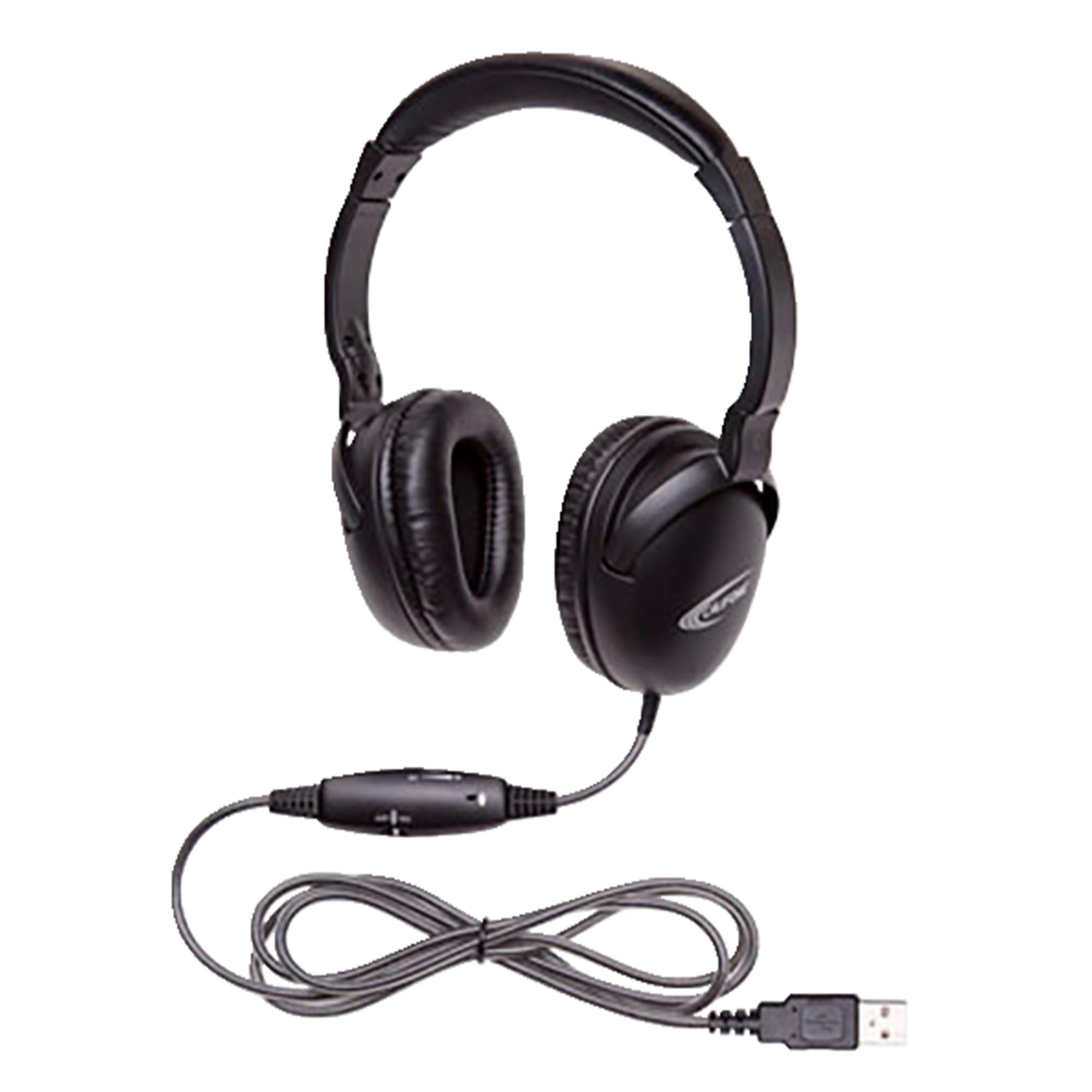 Califone NeoTech Plus 10171MUSB Premium Over-Ear Stereo Headphones with Inline Microphone - USB Plug, Black | Perfect for Online Classes, Call Centers & Remote Work